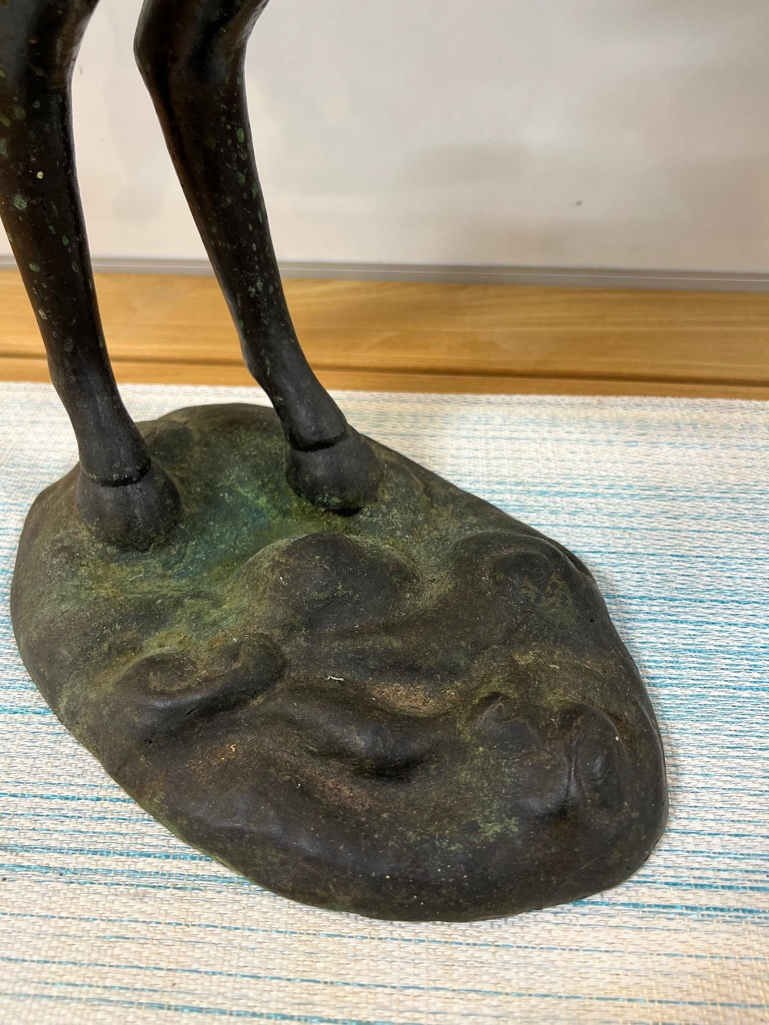 Bronze Warrior or Rider Mounted on a Rearing Horse Holding a Torch Statue For Sale 1