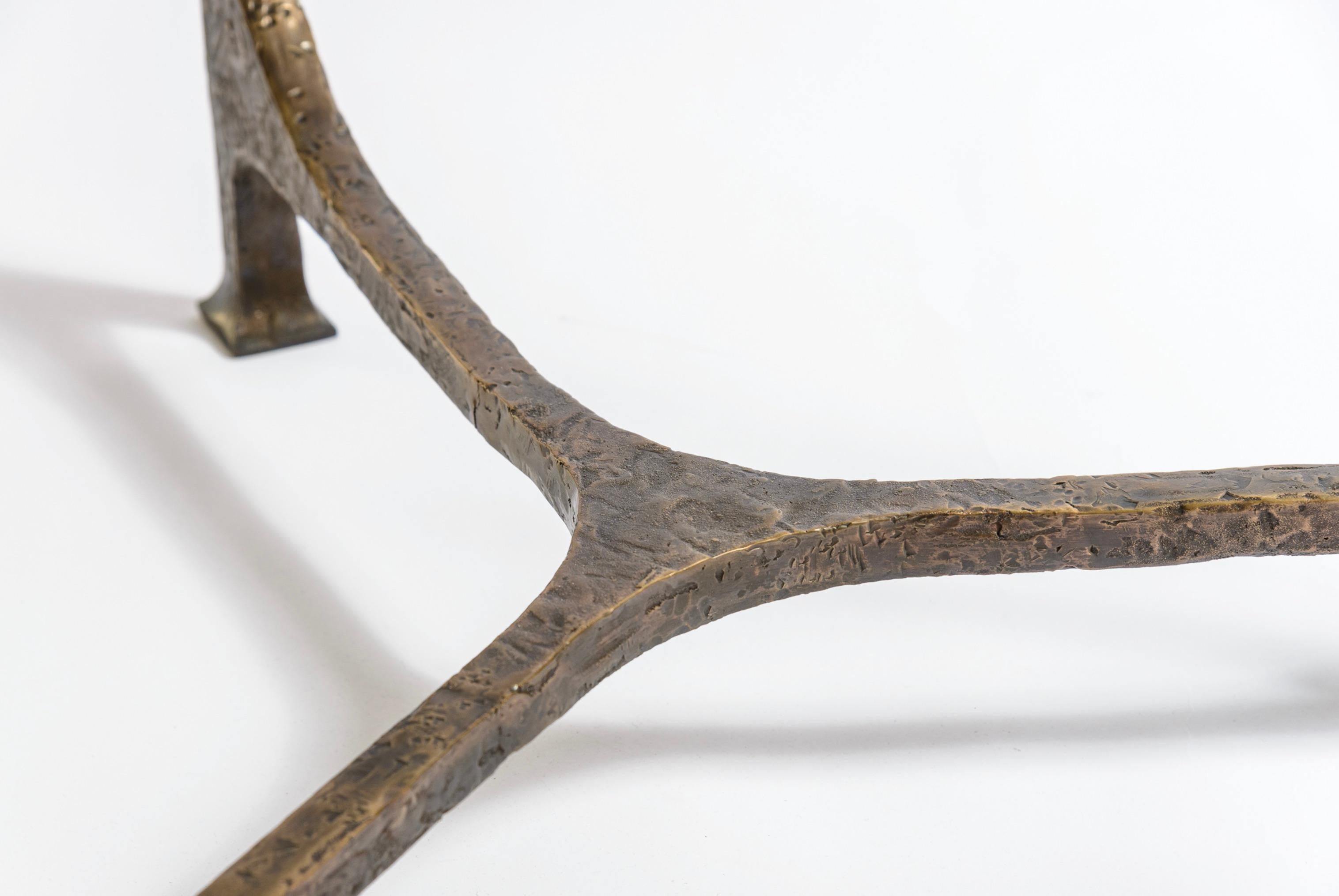 Mid-20th Century Bronze Wax Cast Tri-Leg Table For Sale