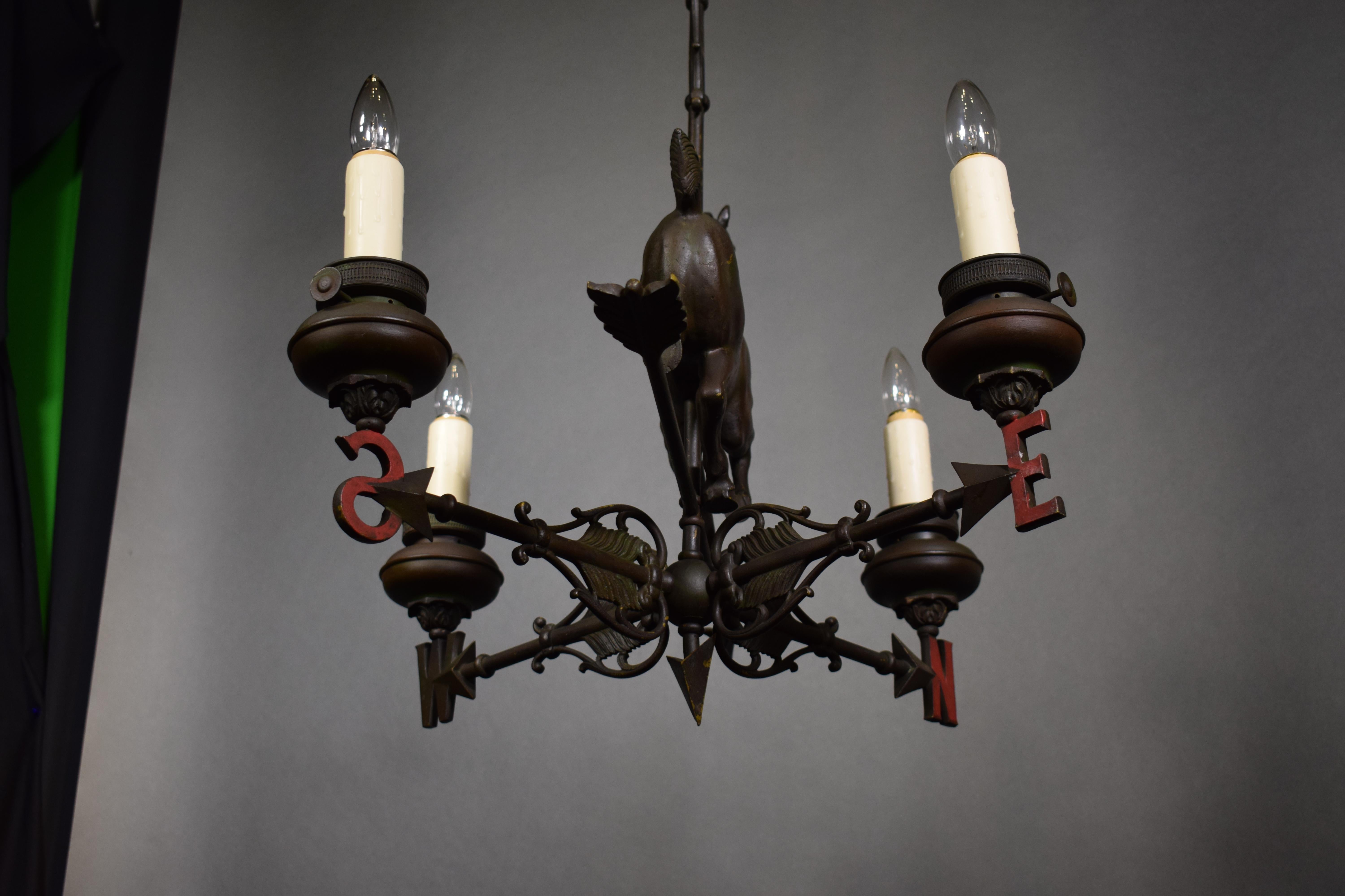 Bronze Weathervane Chandelier with Horse 2