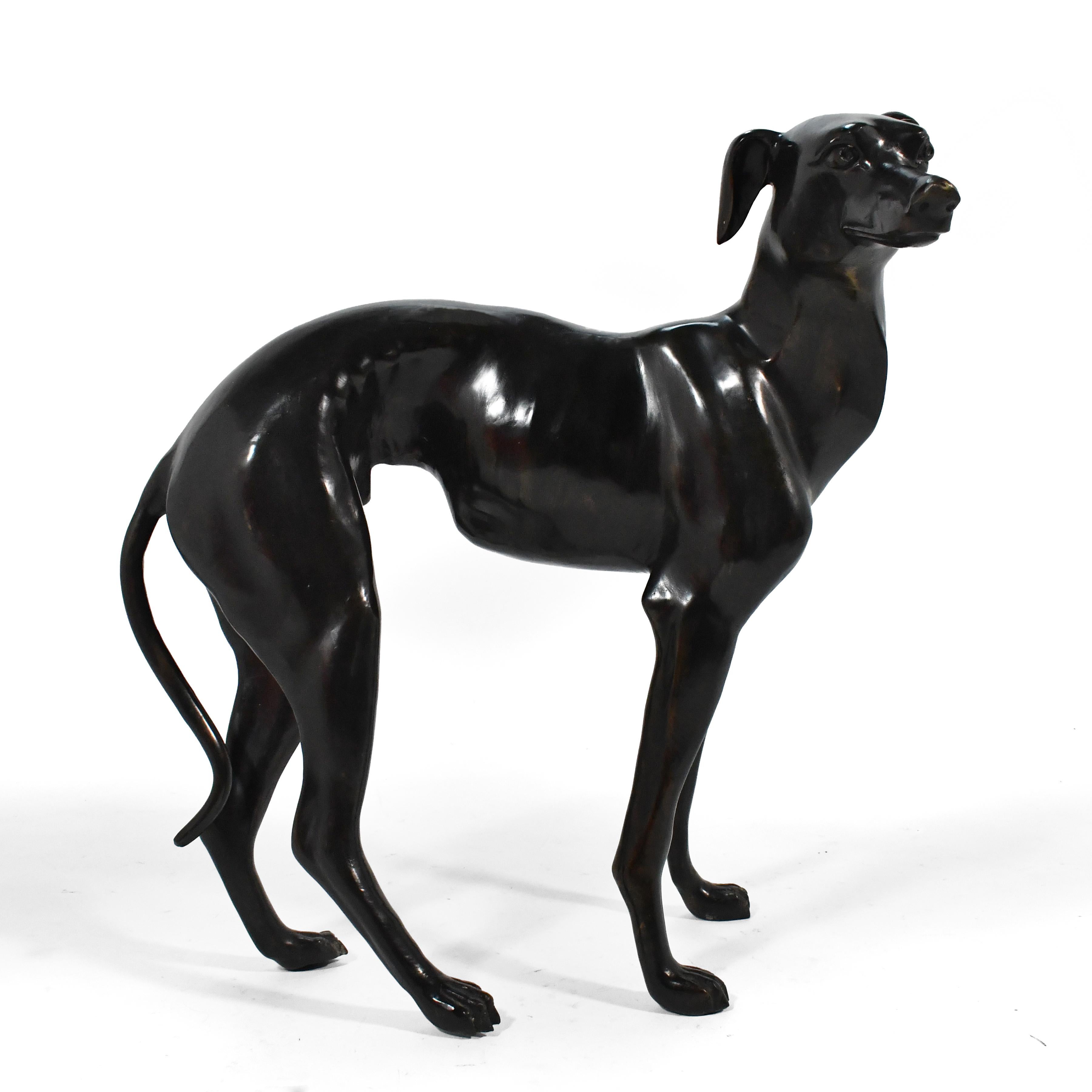 Bronze Whippet oder Windhund Hundeskulptur im Angebot 5