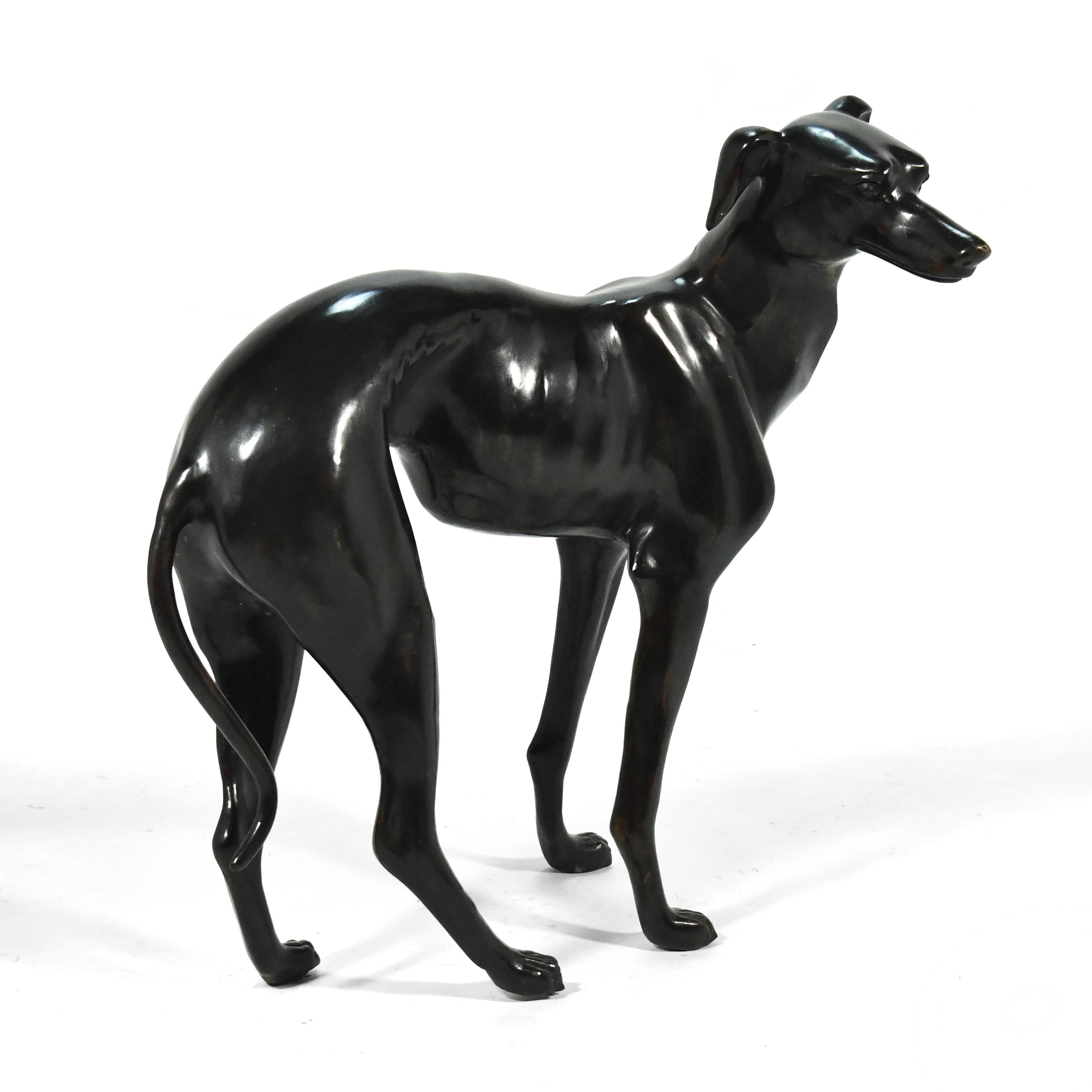 Bronze Whippet oder Windhund Hundeskulptur (Hollywood Regency) im Angebot