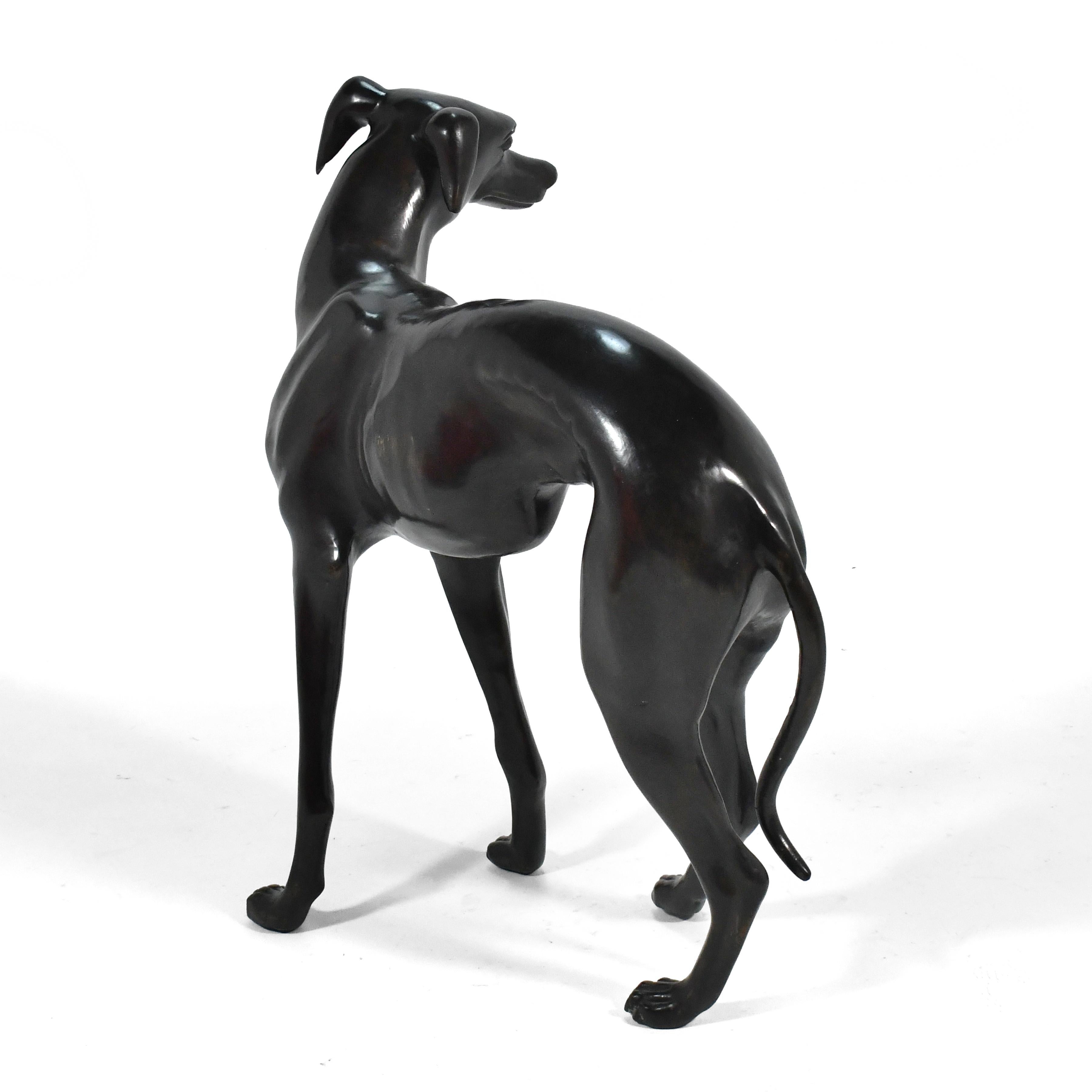 Sculpture de chien Whippet ou Greyhound en bronze Bon état - En vente à Highland, IN