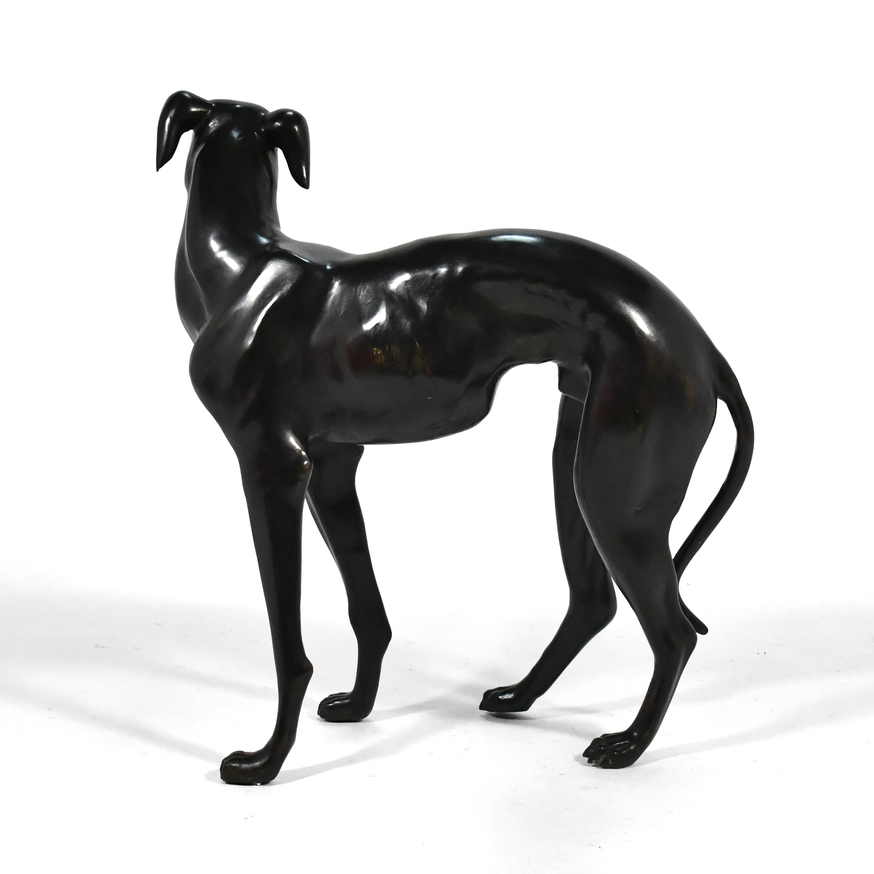 Fin du 20e siècle Sculpture de chien Whippet ou Greyhound en bronze en vente