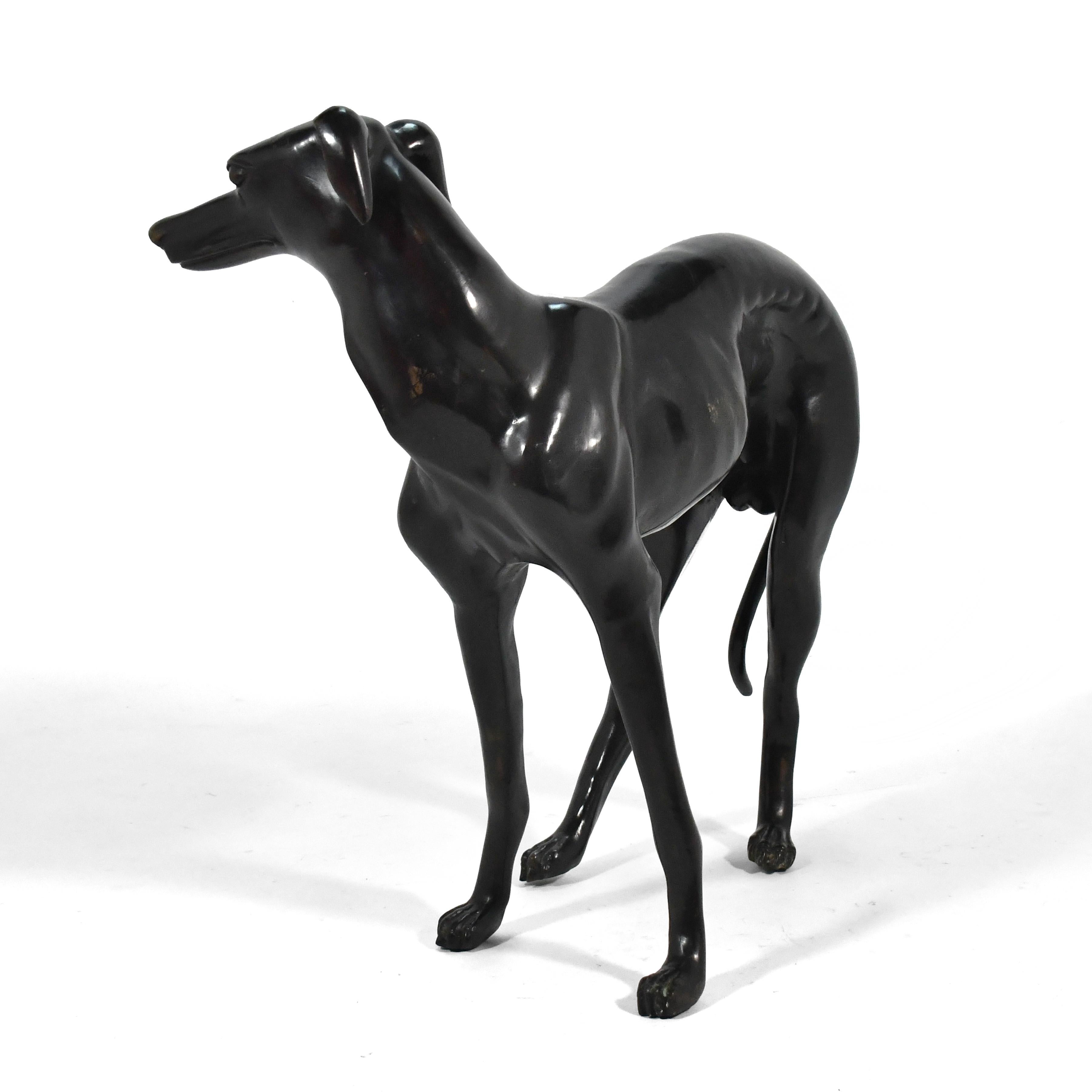 Bronze Whippet oder Windhund Hundeskulptur im Angebot 1