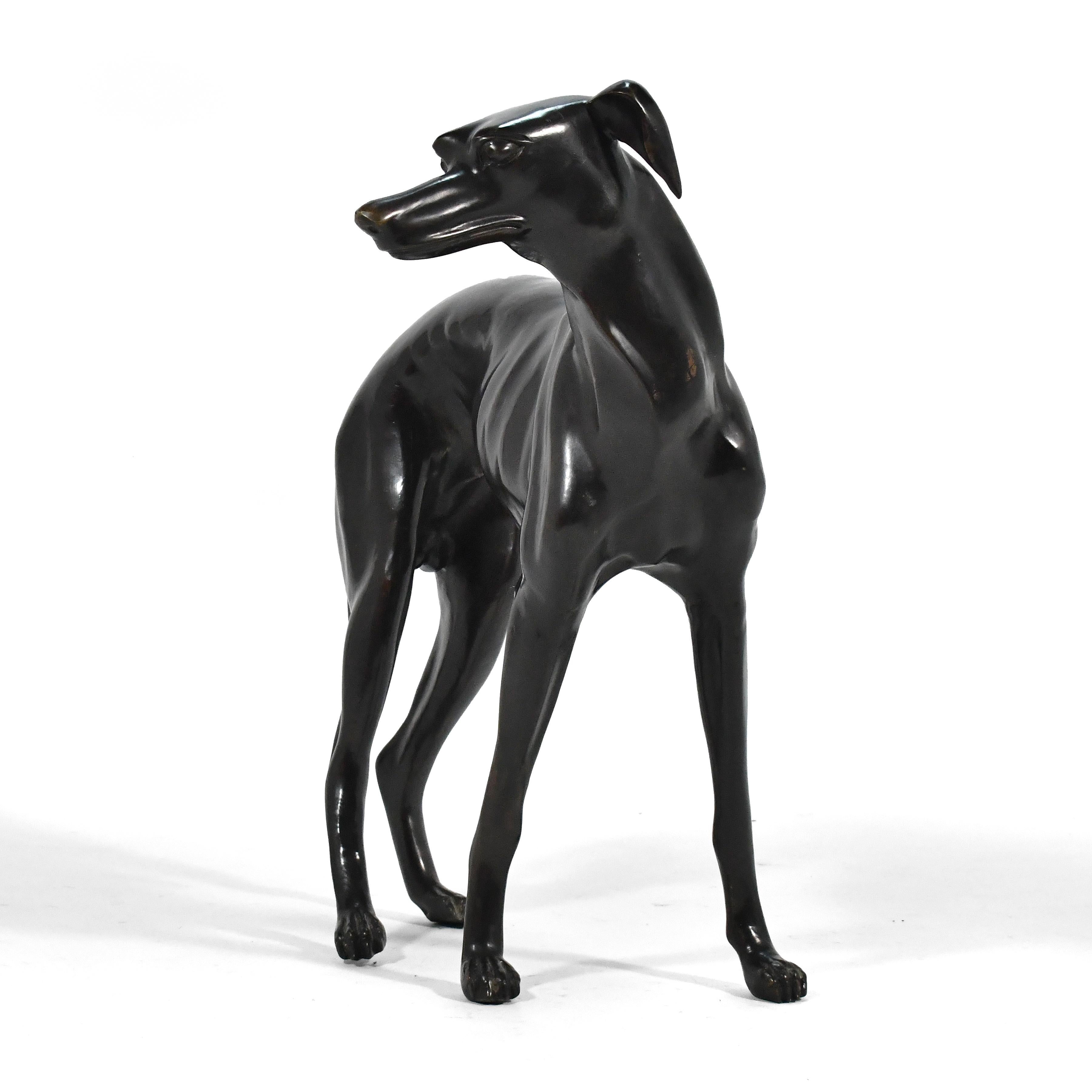 Bronze Whippet oder Windhund Hundeskulptur im Angebot 2