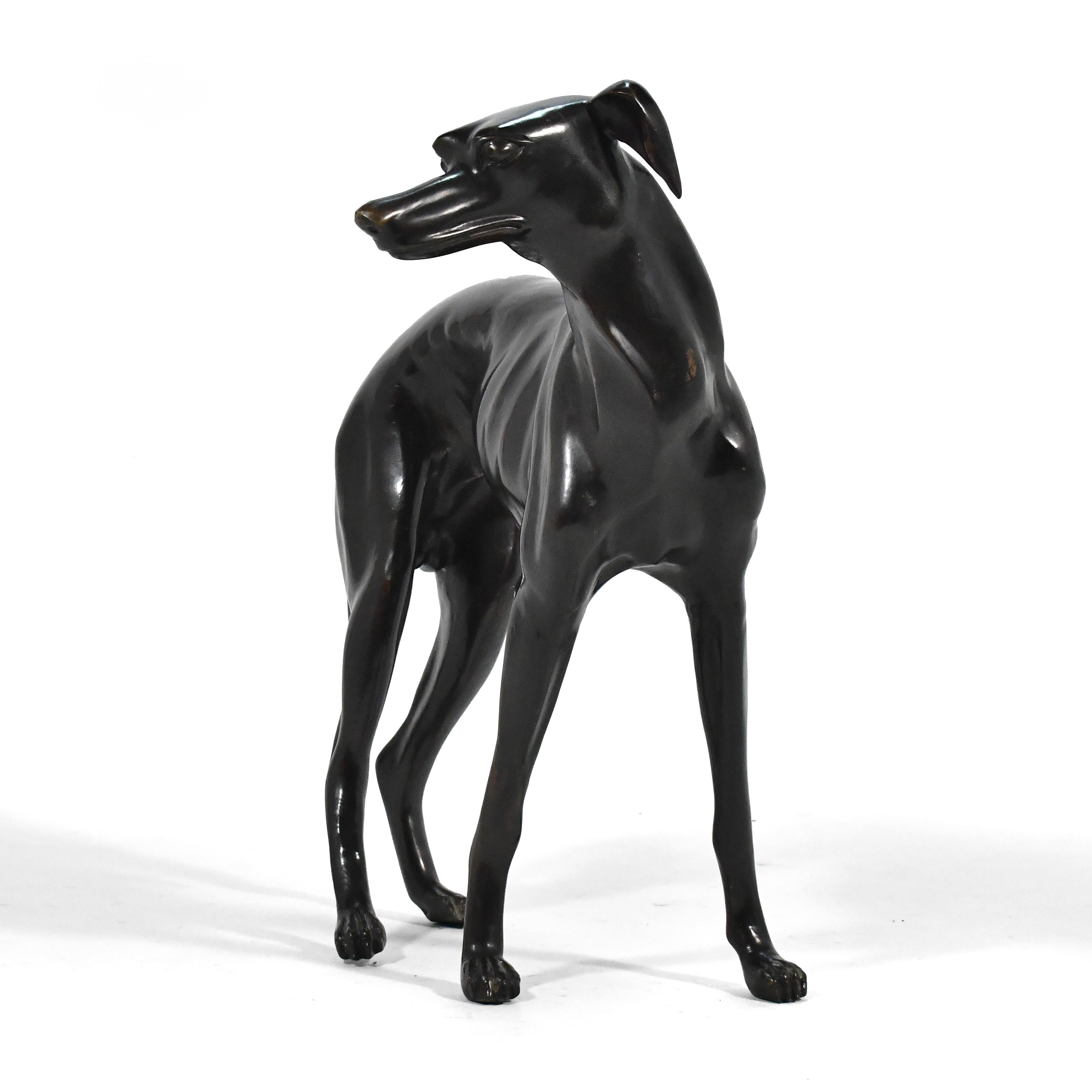 Escultura de Bronce de Whippet o Galgo finales del siglo XX en venta