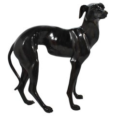 Bronze Whippet or Greyhound Dog Sculpture