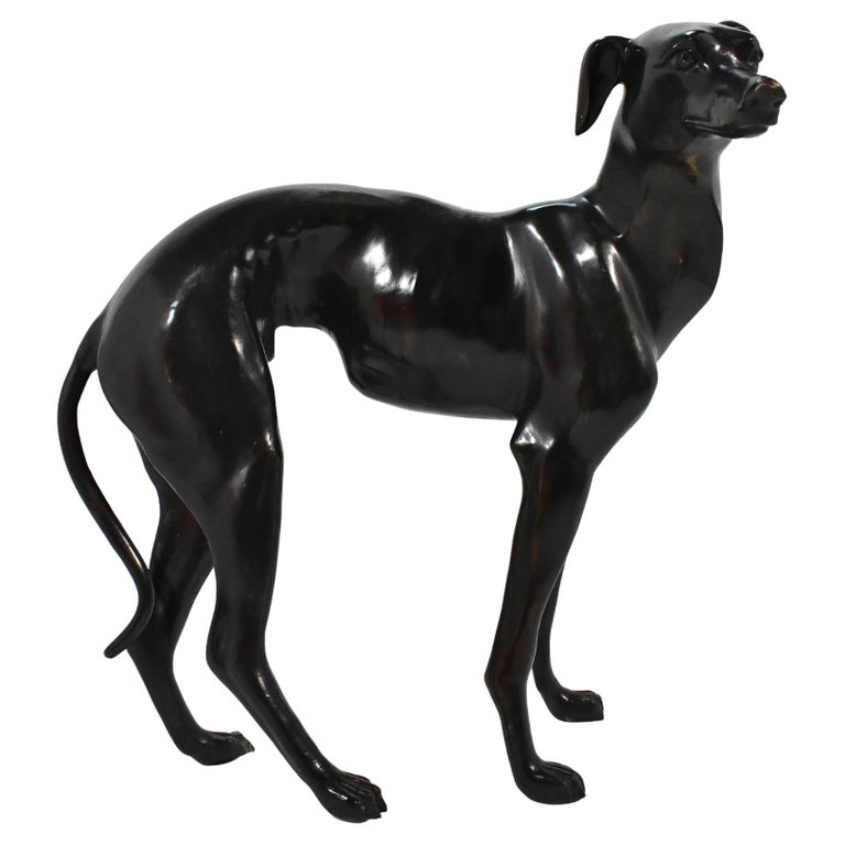 Sculpture de marionnette ou de chien de chasse lévrier en bronze En vente  sur 1stDibs