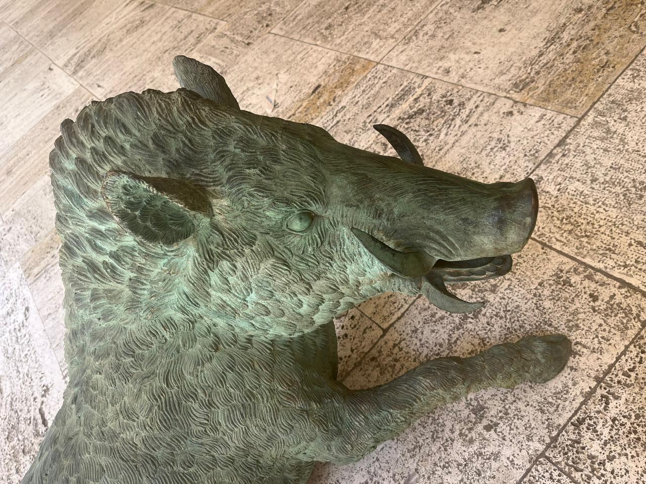 Patinated Bronze Wild Boar, Naples 1970 For Sale