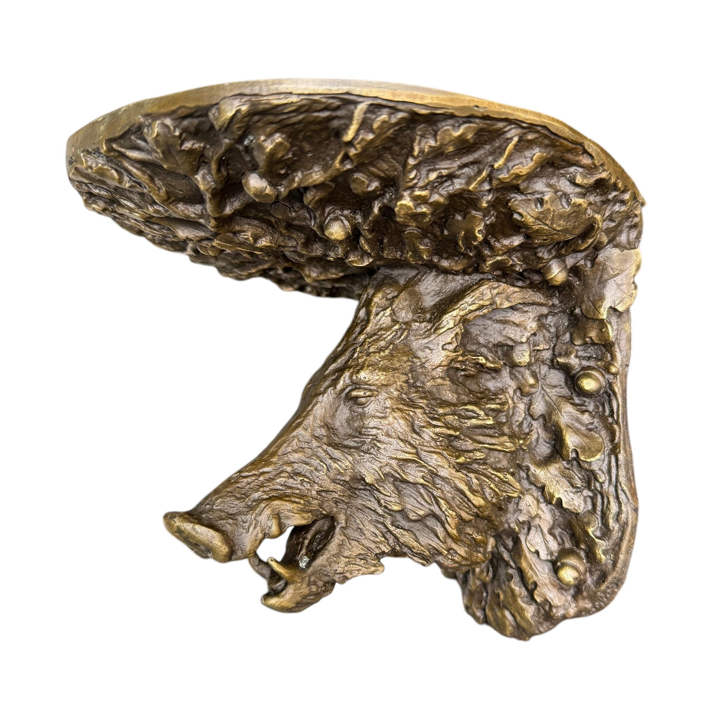Americano Staffa da parete in bronzo con cinghiale in vendita