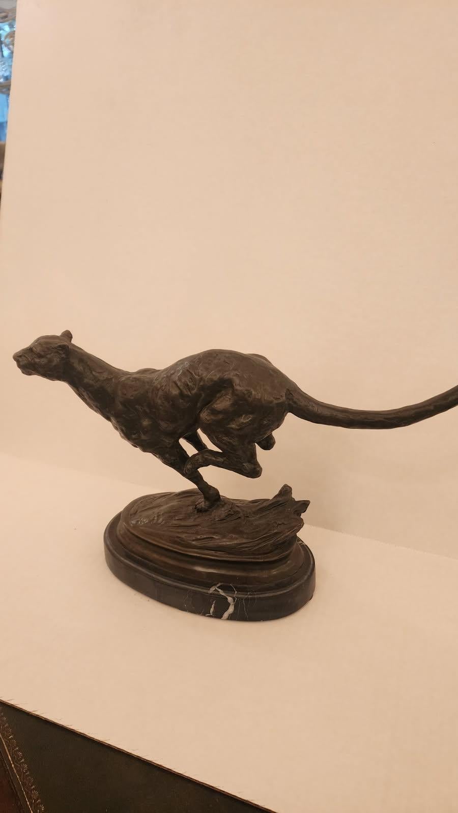 Mid-Century Modern Bronze Wild Panther Sculpture