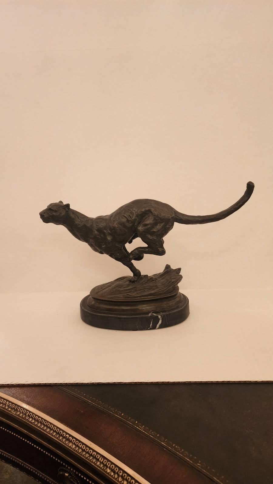 Bronze Wild Panther Sculpture In Excellent Condition In Dallas, TX
