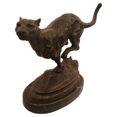 Bronze Wild Panther Sculpture