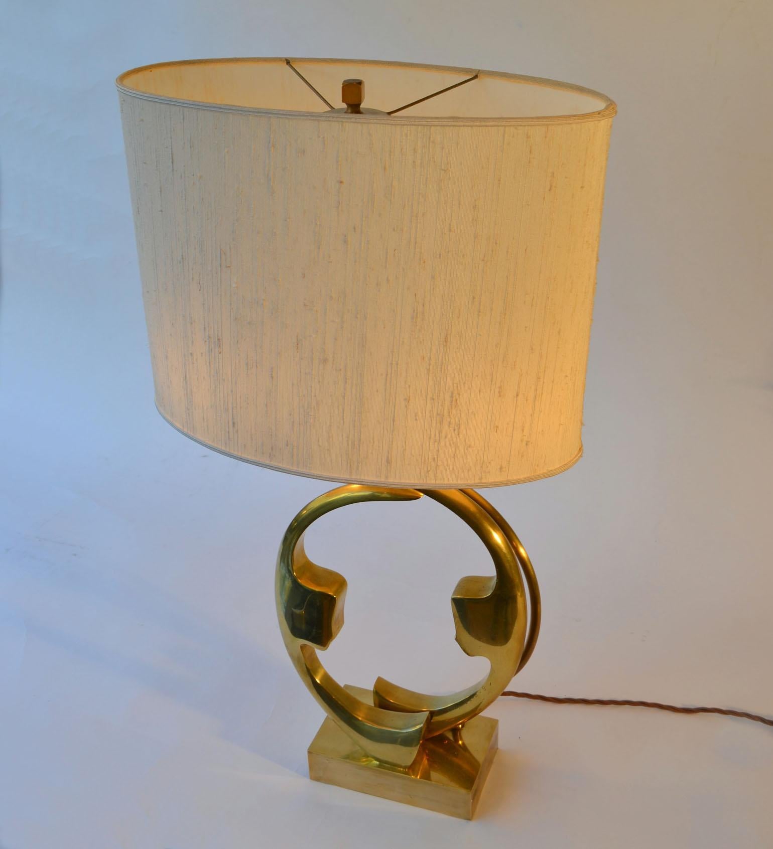 Late 20th Century Bronze Willy Daro Table Lamp with Silhouette Faces 1970s Belgium