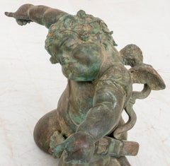 Bronze Winged Cherub Sculptures Side Table Base