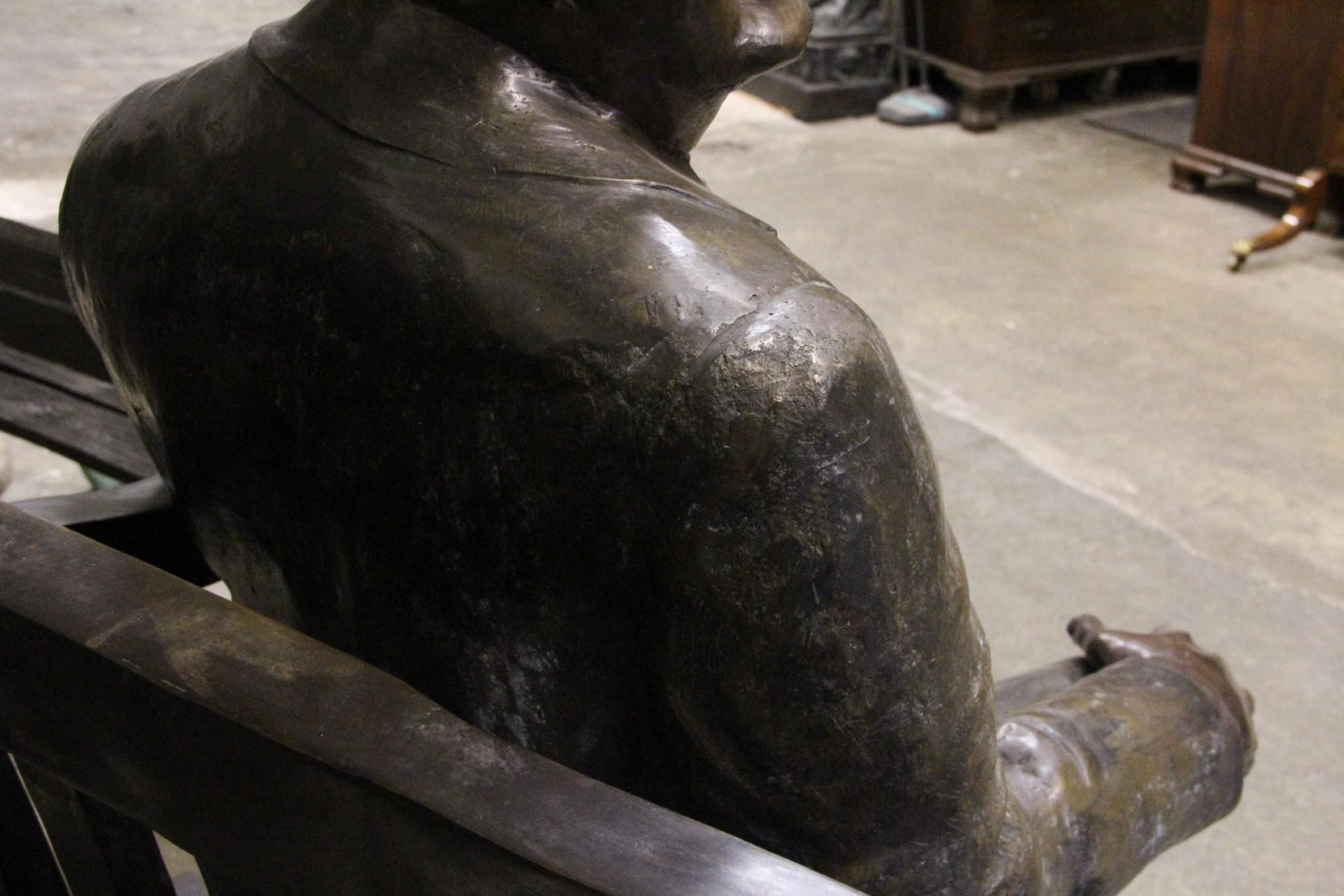 Bronze Winston Churchill Garden Bench, Lifesize Seat British Prime Minister 10