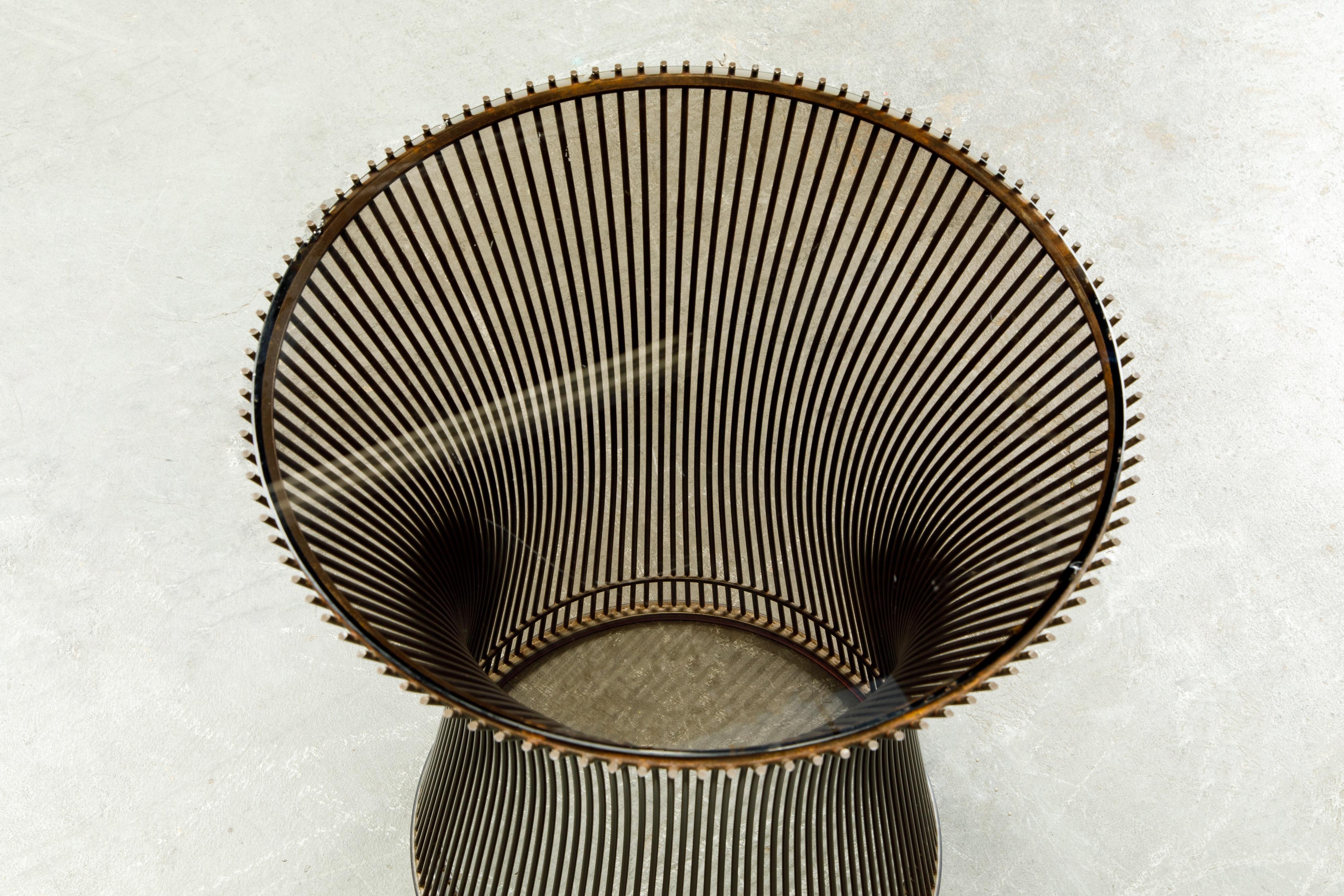 Glass Bronze Wire Side Table by Warren Platner for Knoll International, circa 1968