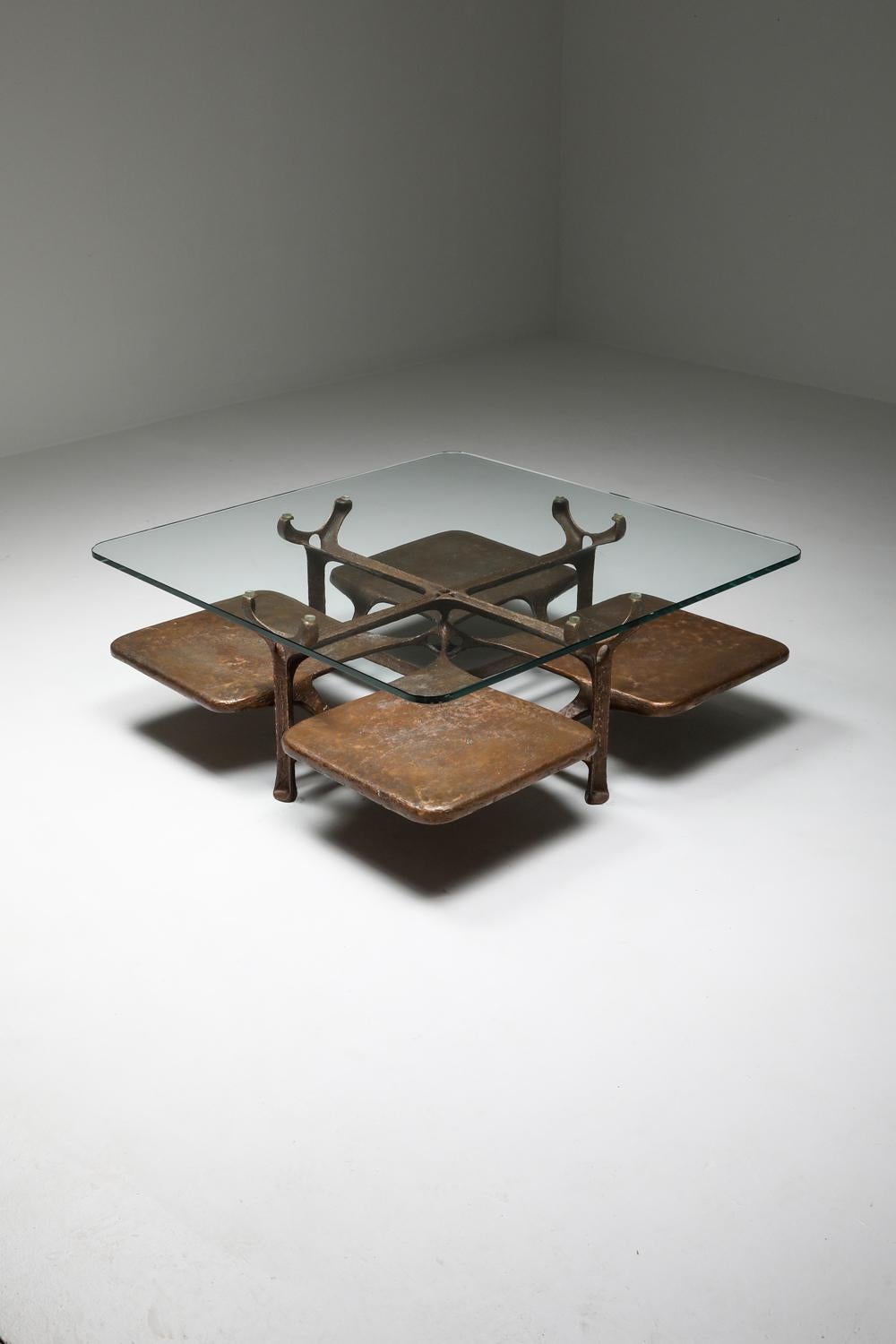 Bronze Wishbone Coffee Table Monogrammed AH 7