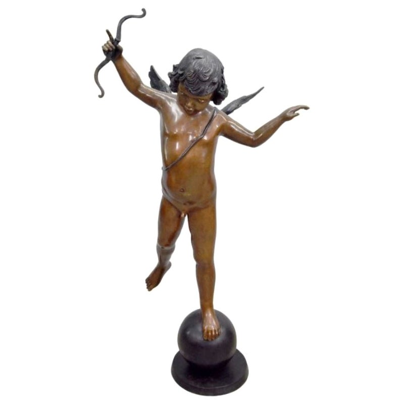 Bronze avec chérubin craquelé signé par Perelli