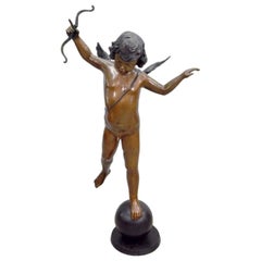 Bronze avec chérubin craquelé signé par Perelli