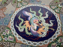 Bronze with Cloisonne Chinese Very Detailed Dragon Charger in Vibrant Colors
