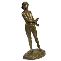 Bronze à patine dorée représentant David Signé Charbonneau Daté 1909