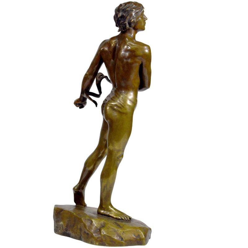 Bronze with Golden Patina Representing David Signed Charbonneau Dated 1909 In Good Condition For Sale In Marseille, FR