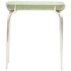 Bronze with Silver Leaf Side Table with Green Shagreen Top by Elan Atelier