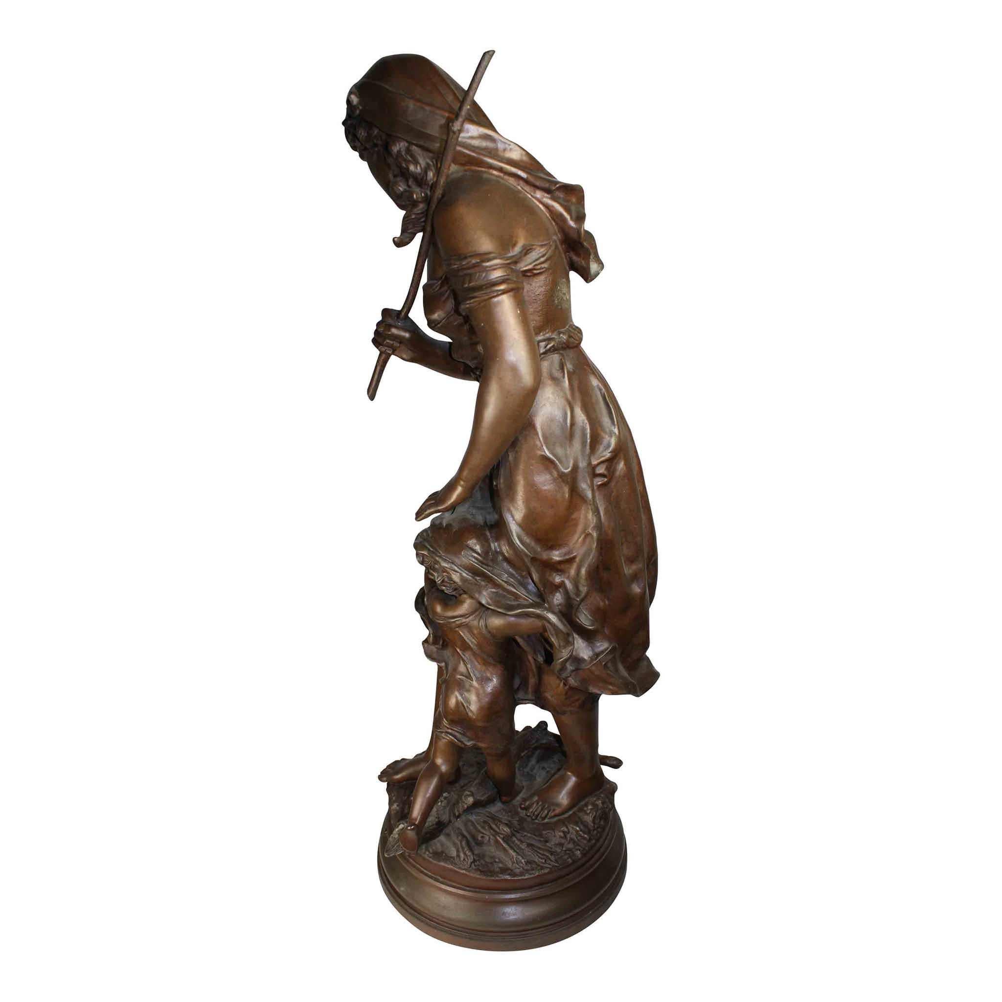 20th Century Bronze Sculpture of Woman and Child, circa 1900 For Sale