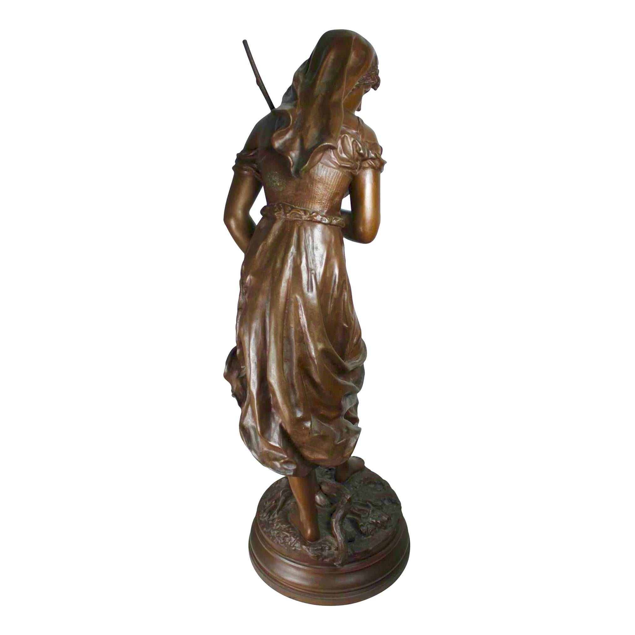 Bronze Sculpture of Woman and Child, circa 1900 For Sale 1