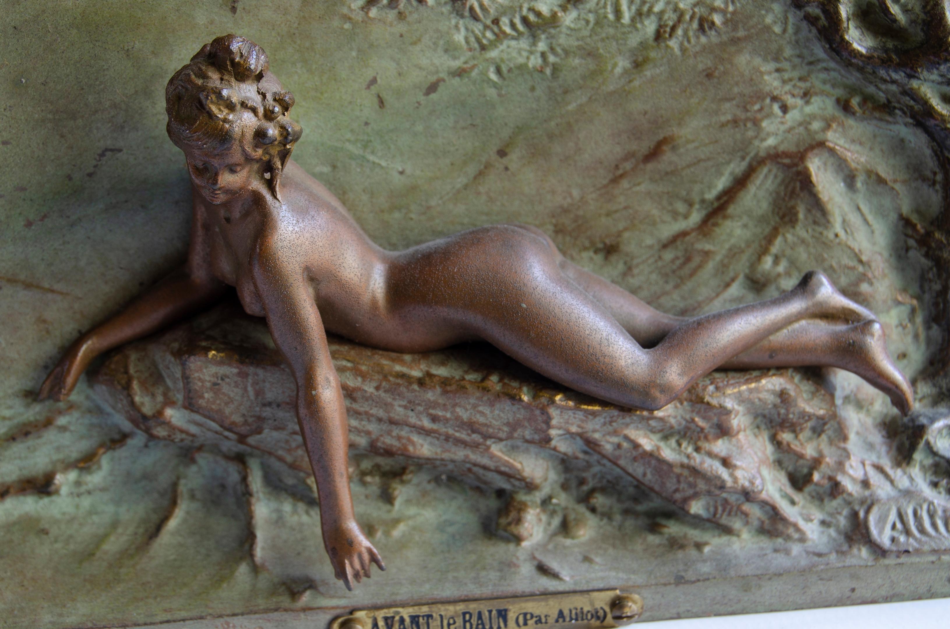 French Bronze Woman 'Avant Le bain' Alliot