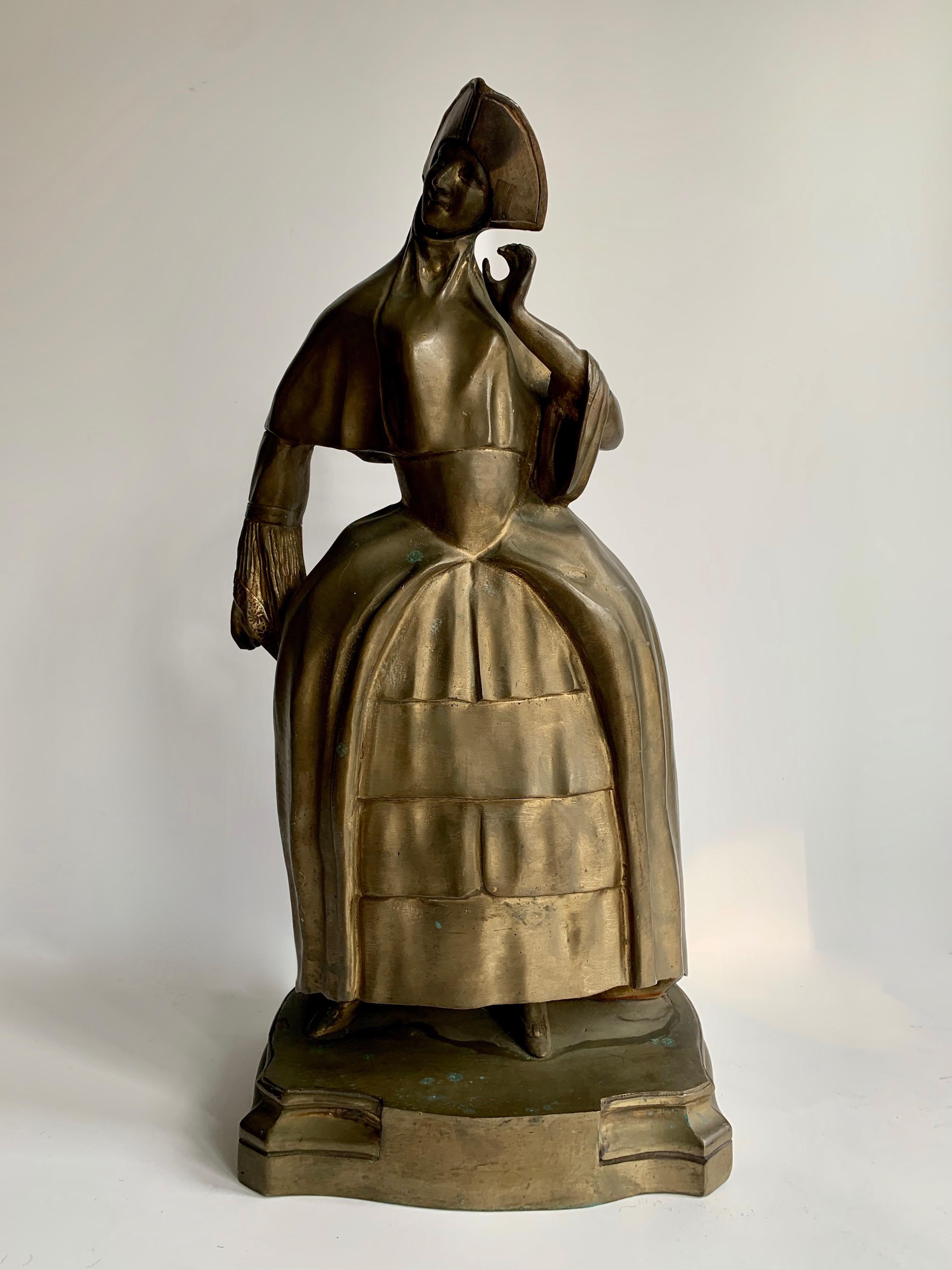 20ième siècle Serre-livres sculpture de femme en bronze en vente