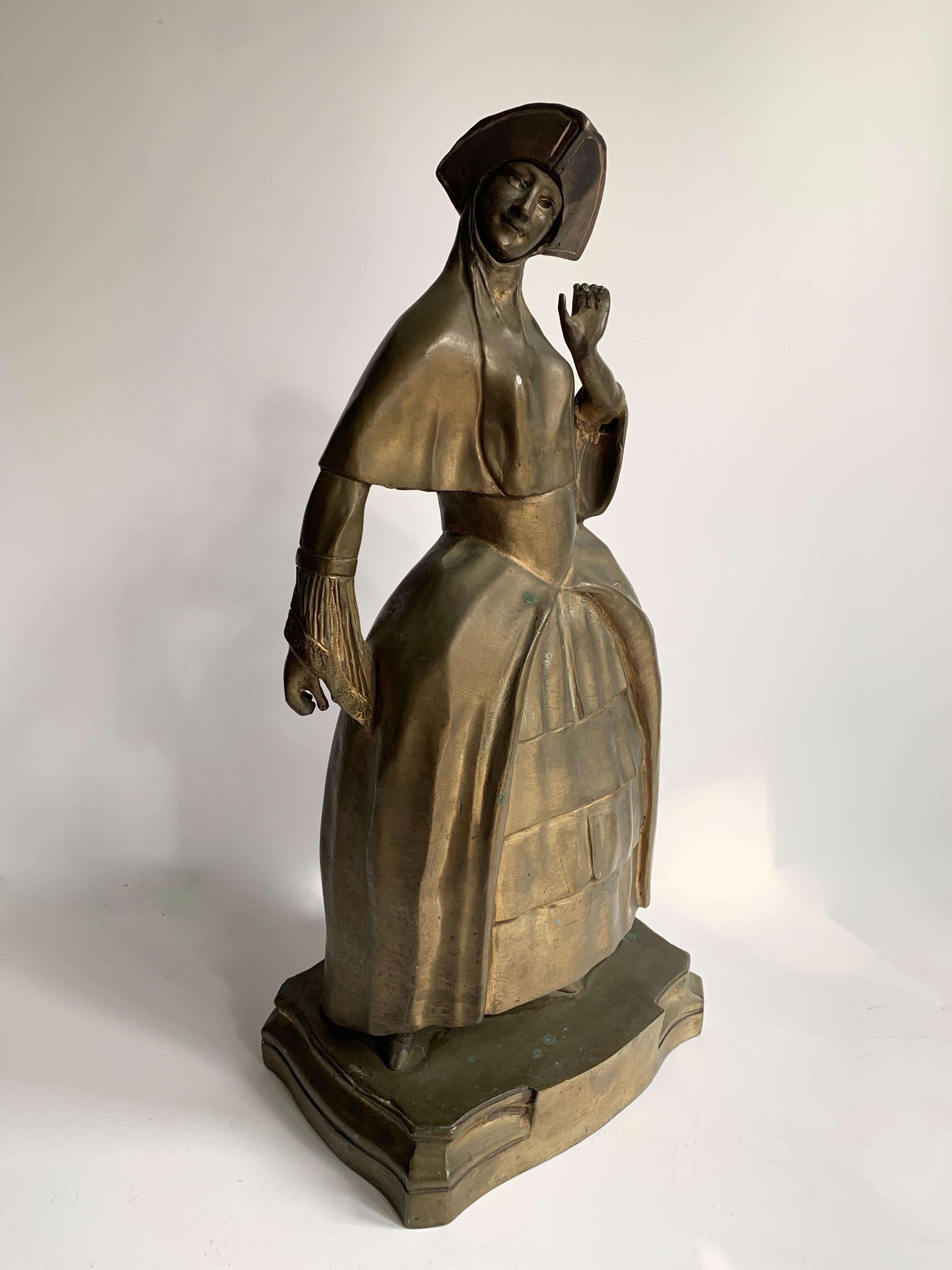 Bronze Woman Sculpture Bookend For Sale 2