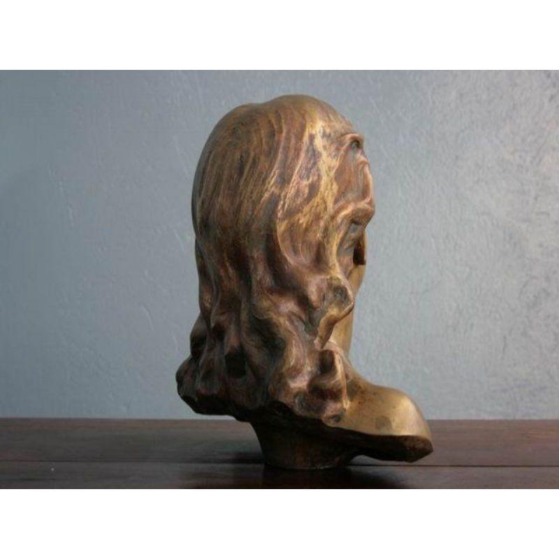 Bronze Woman's Head with Golden Patina, Early 20th Century For Sale 1