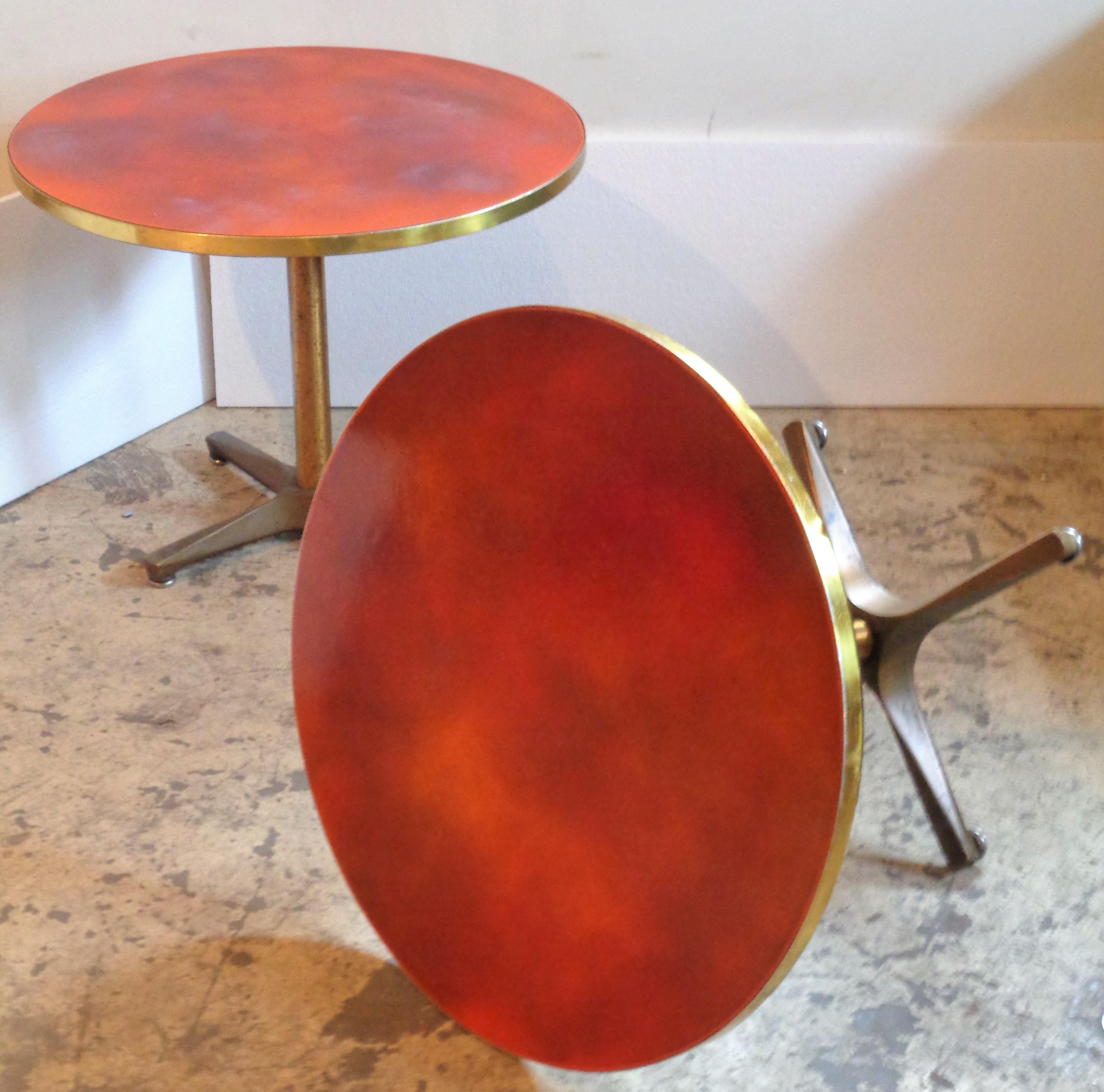 Bronze Base Enamel Top Adjustable Height Tables, 1940-1950 / ONE TABLE IS SOLD  2