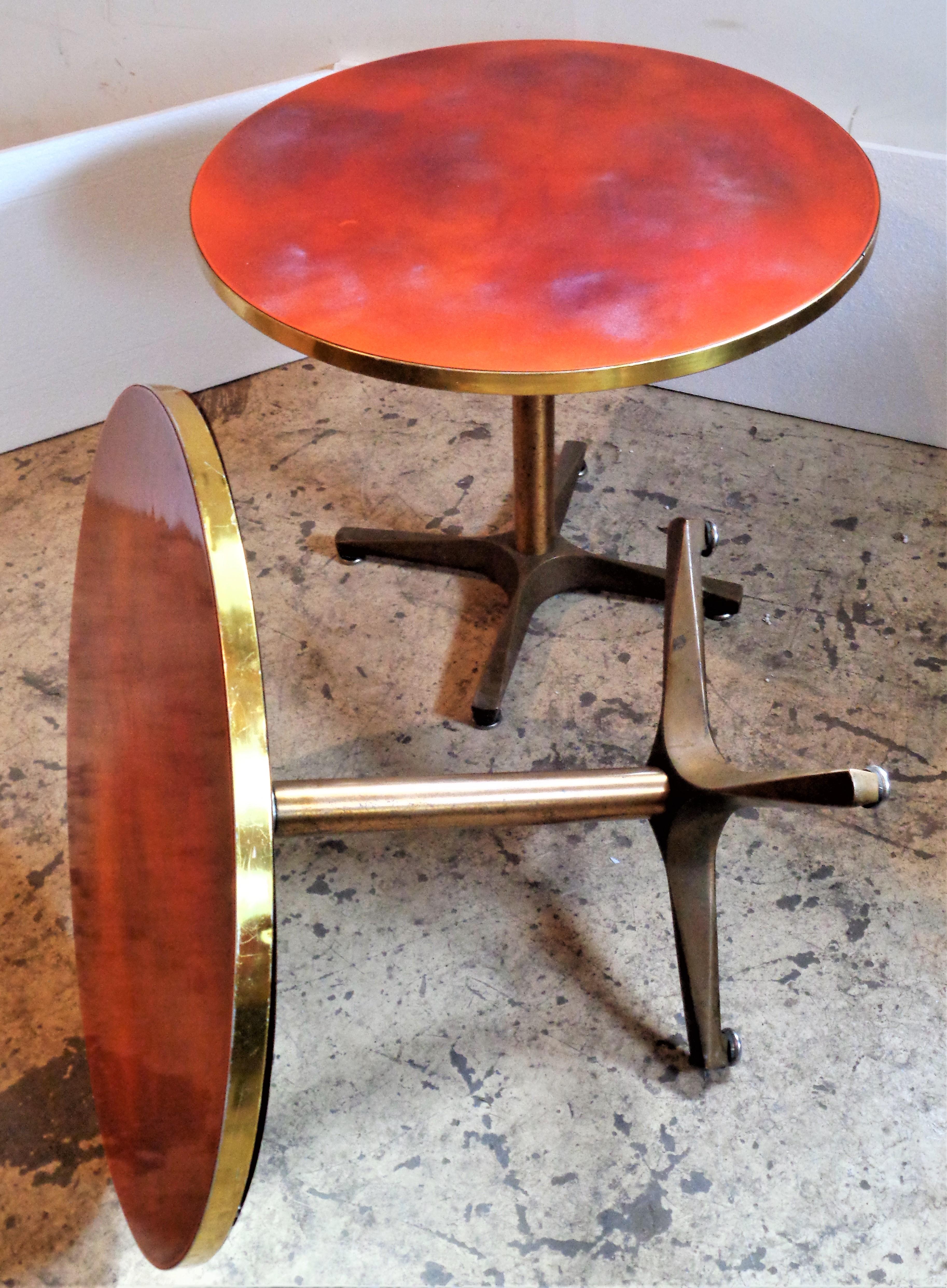 Bronze Base Enamel Top Adjustable Height Tables, 1940-1950 / ONE TABLE IS SOLD  3