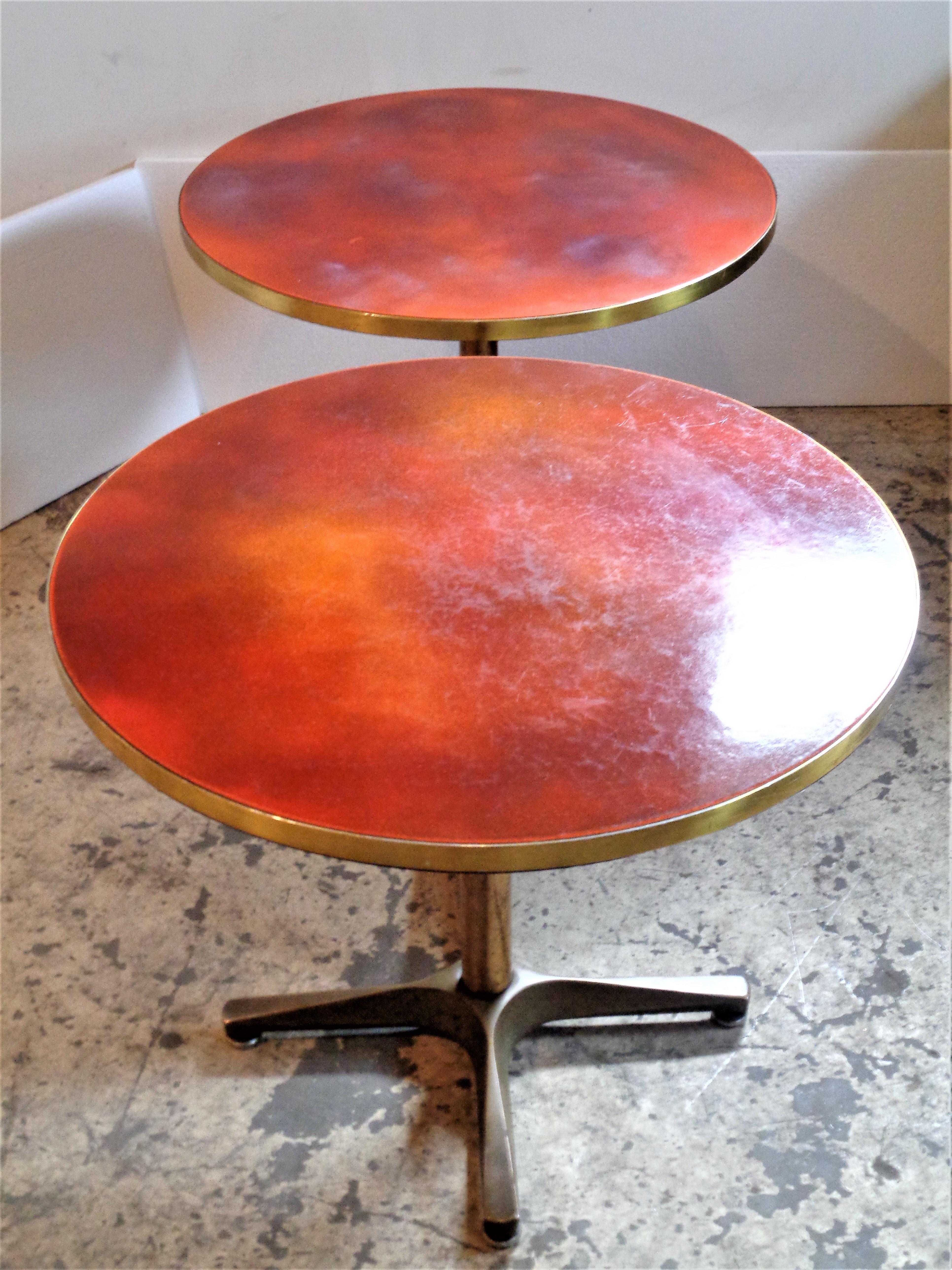 Bronze Base Enamel Top Adjustable Height Tables, 1940-1950 / ONE TABLE IS SOLD  4