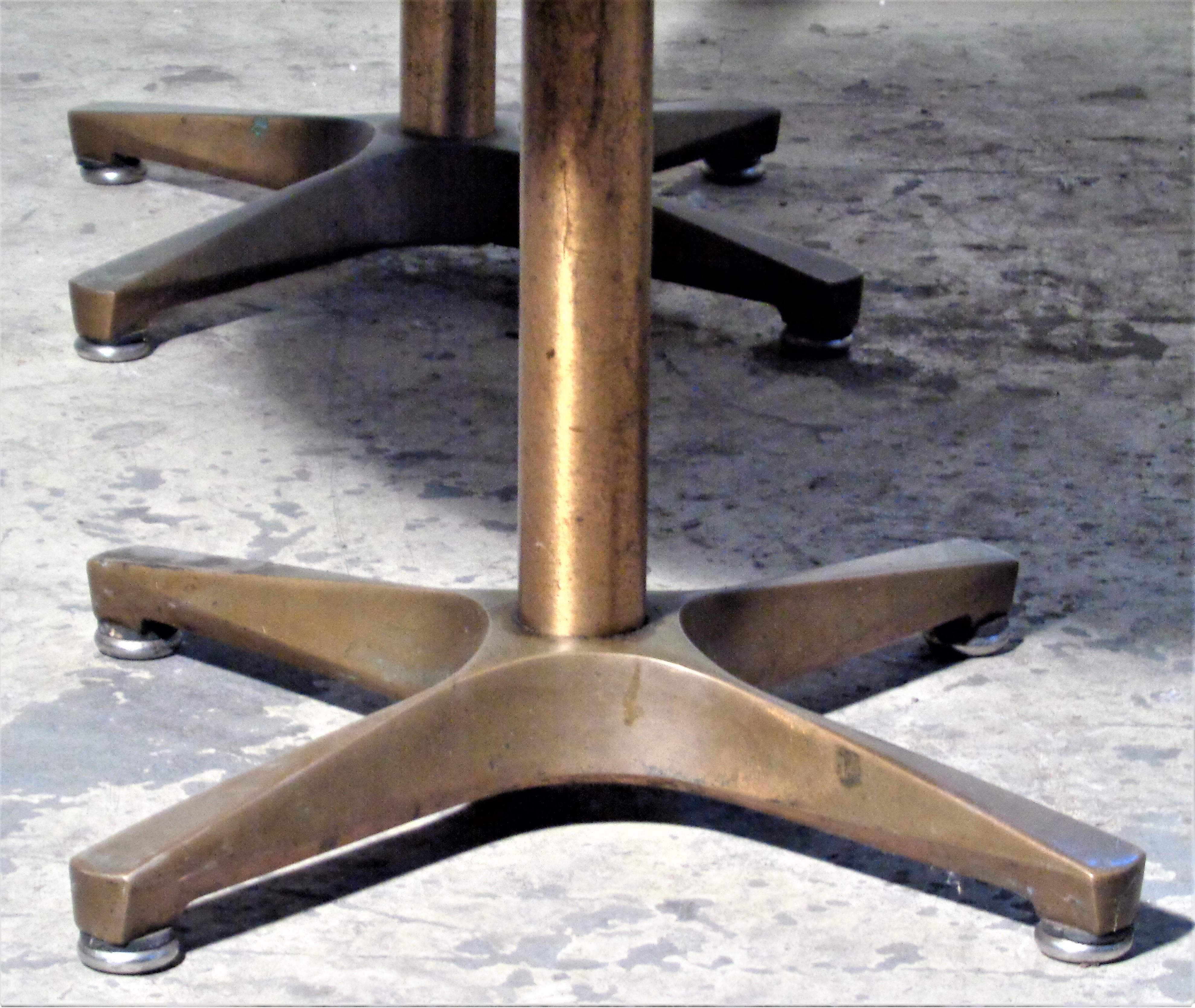 20th Century Bronze Base Enamel Top Adjustable Height Tables, 1940-1950 / ONE TABLE IS SOLD 