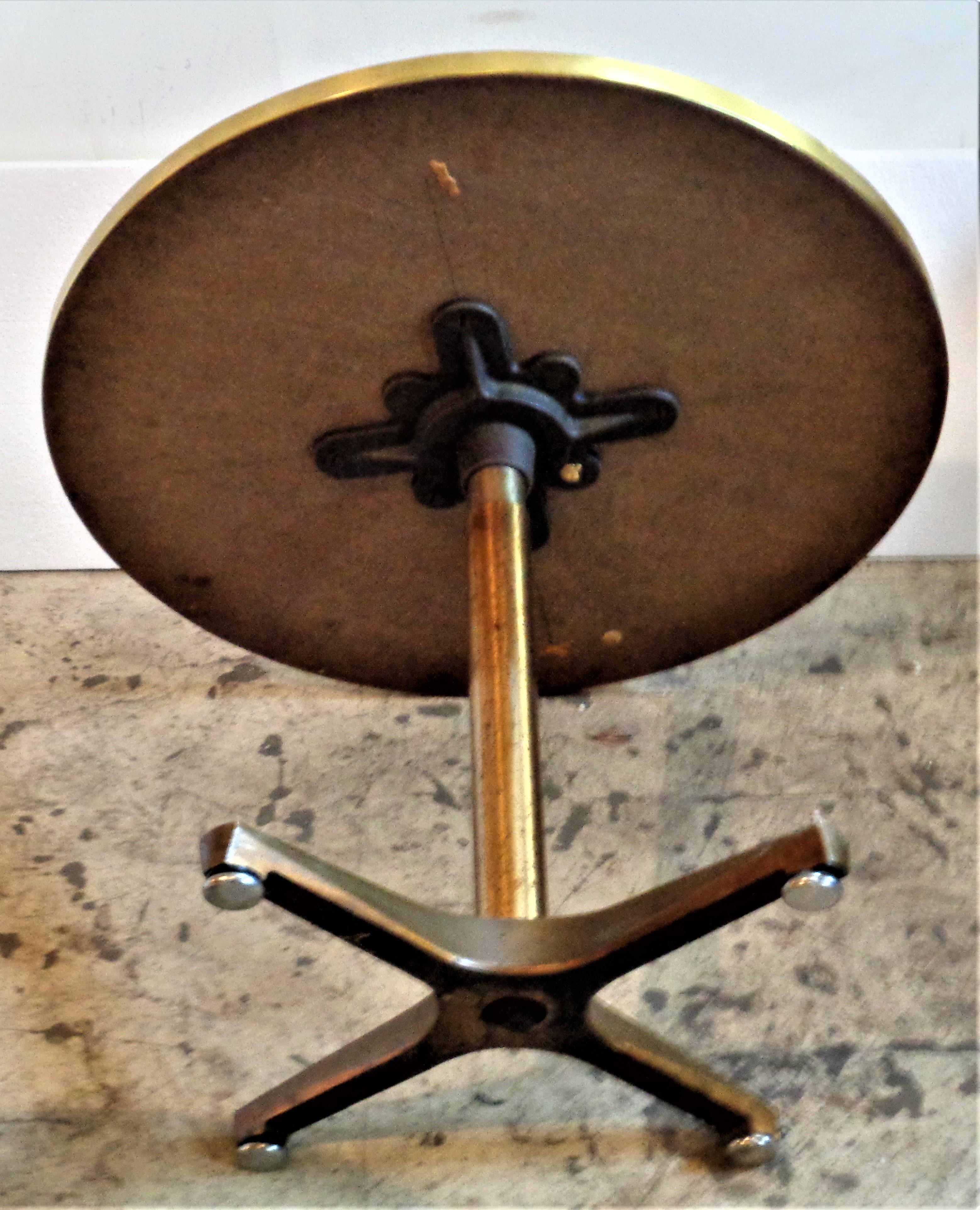Brass Bronze Base Enamel Top Adjustable Height Tables, 1940-1950 / ONE TABLE IS SOLD 