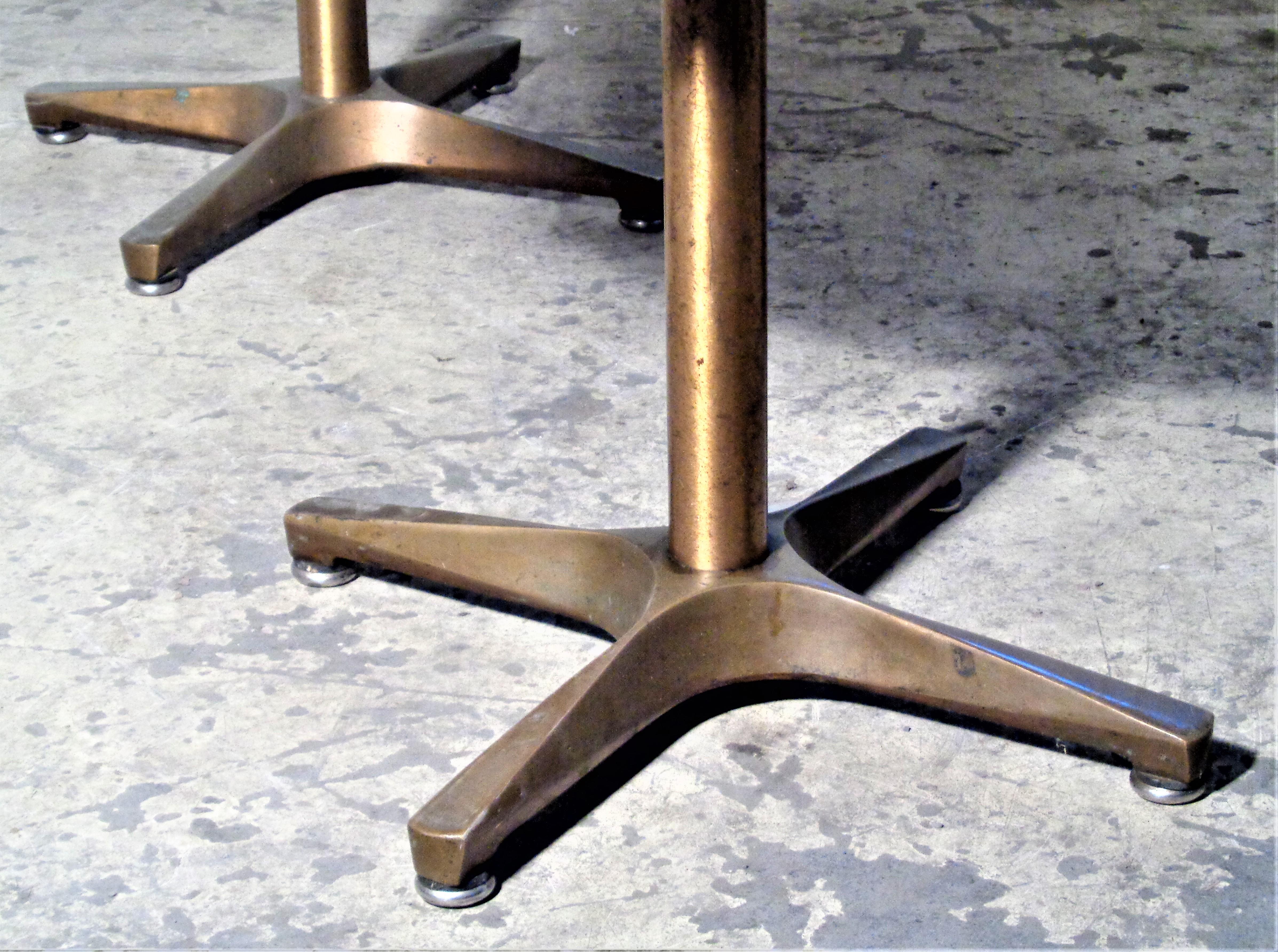 Bronze Base Enamel Top Adjustable Height Tables, 1940-1950 / ONE TABLE IS SOLD  1