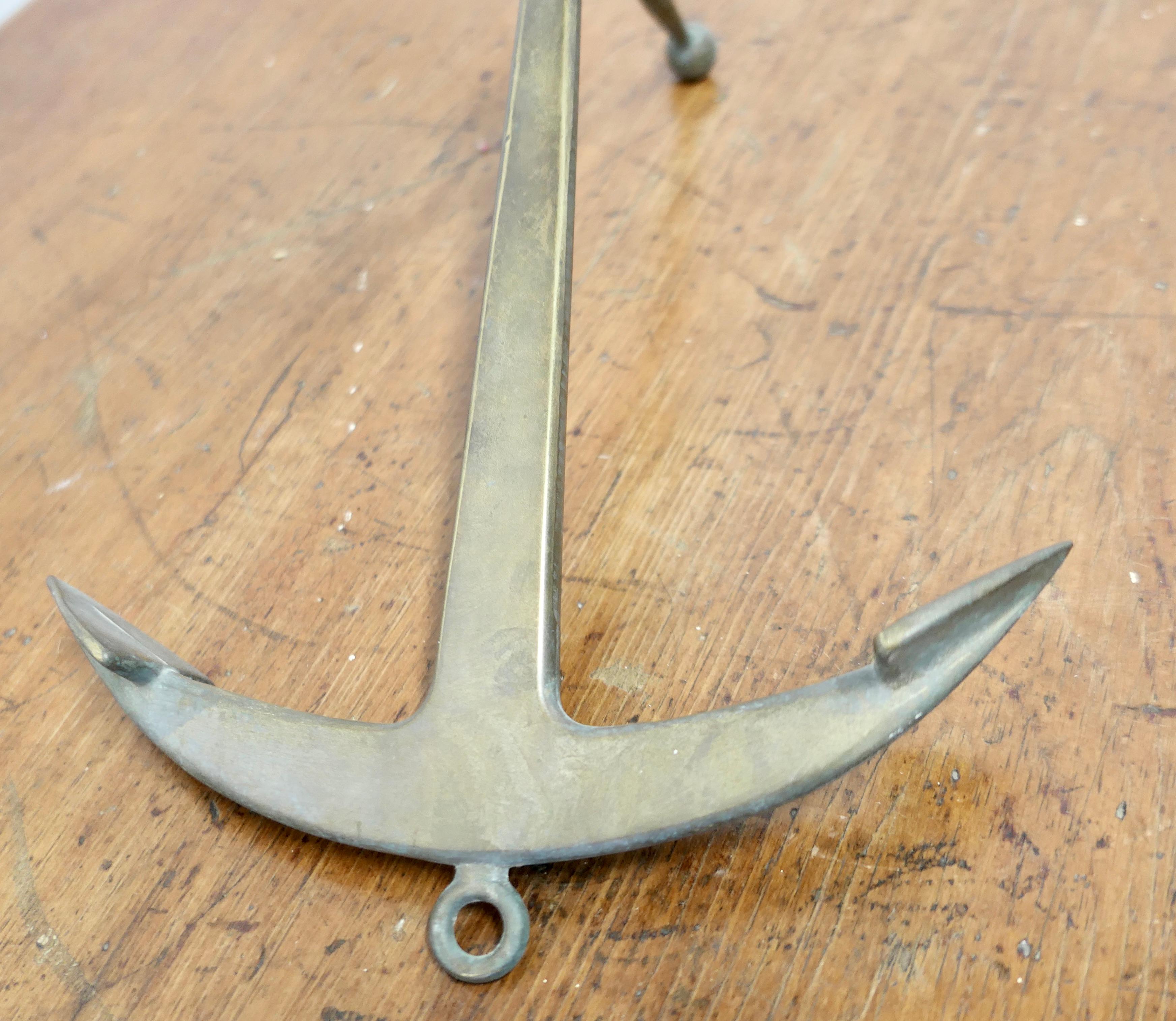 Folk Art Bronze Yacht Anchor, Desk Ornament    This is a lovely piece a working miniature For Sale