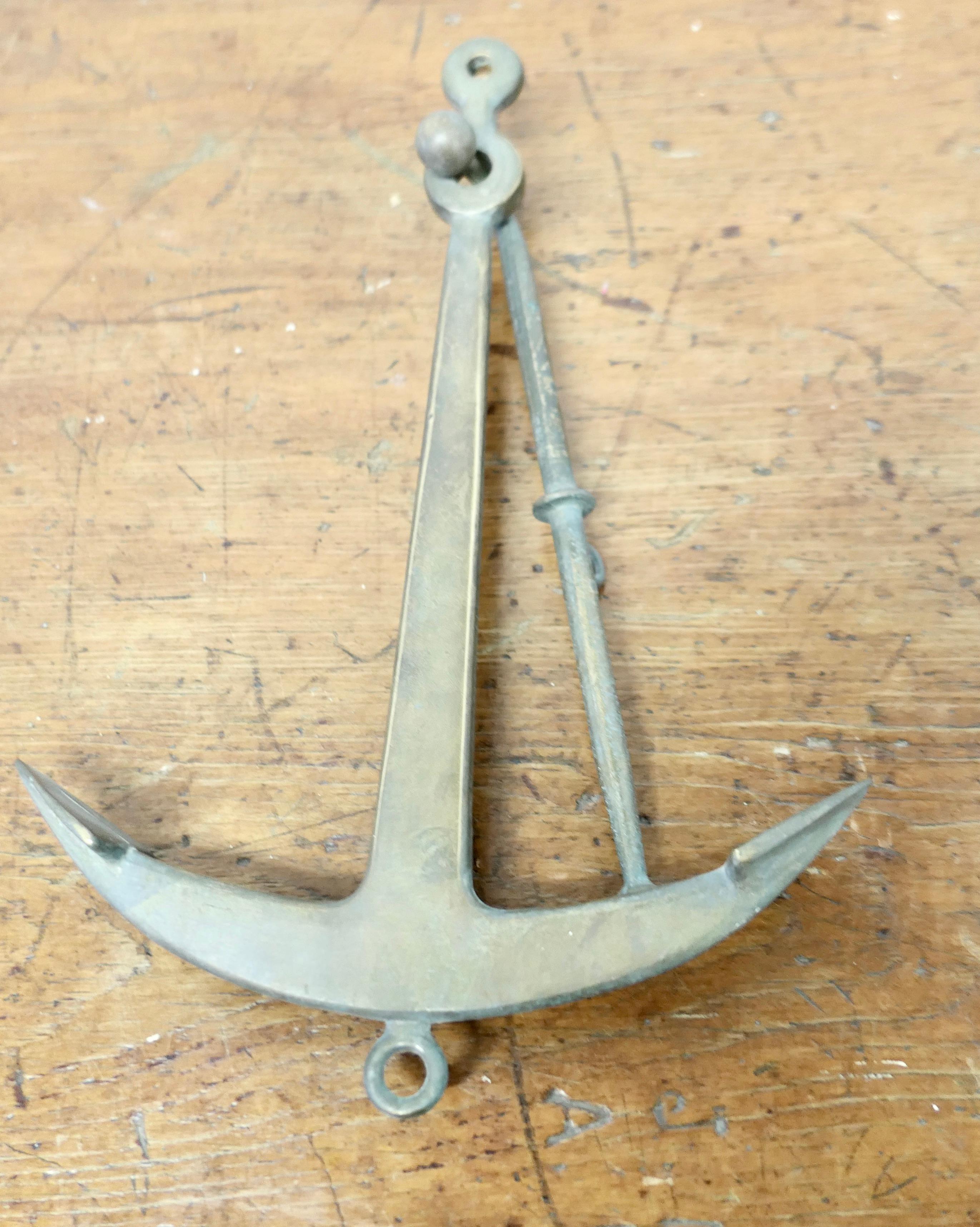 Bronze Yacht Anchor, Desk Ornament    This is a lovely piece a working miniature For Sale 2