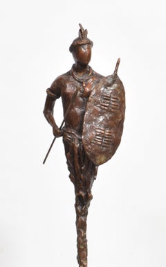 Bronze Zulu Warrior - African Tribal Sculpture - Limited Edition Sculpture