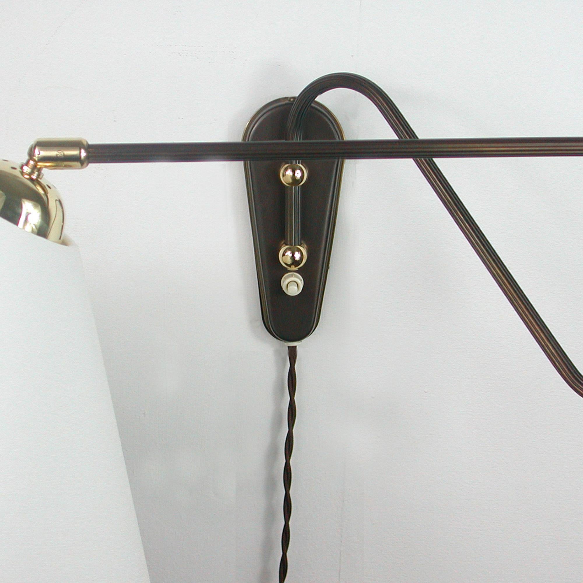 Bronzed Brass Articulating and Extendable Wall Light by Cosack, 1950s 5