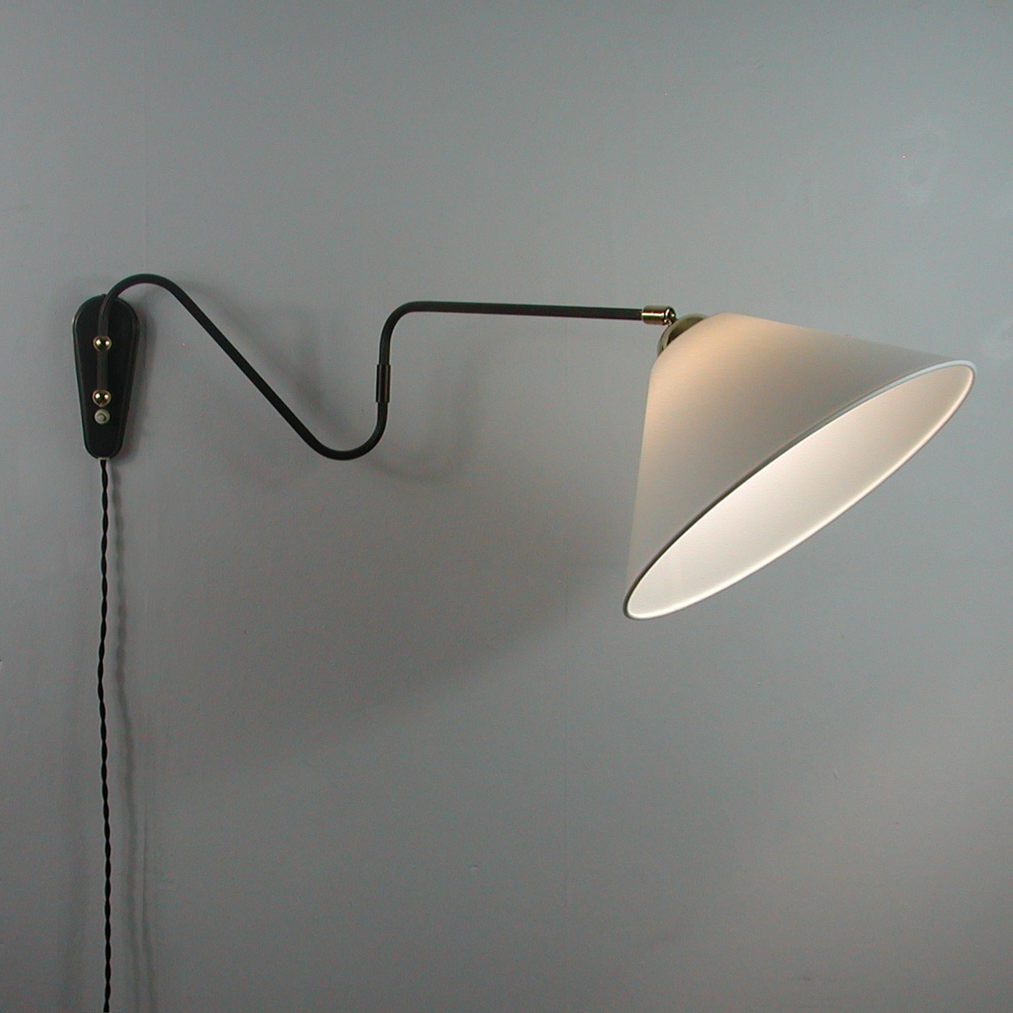 German Bronzed Brass Articulating and Extendable Wall Light by Cosack, 1950s