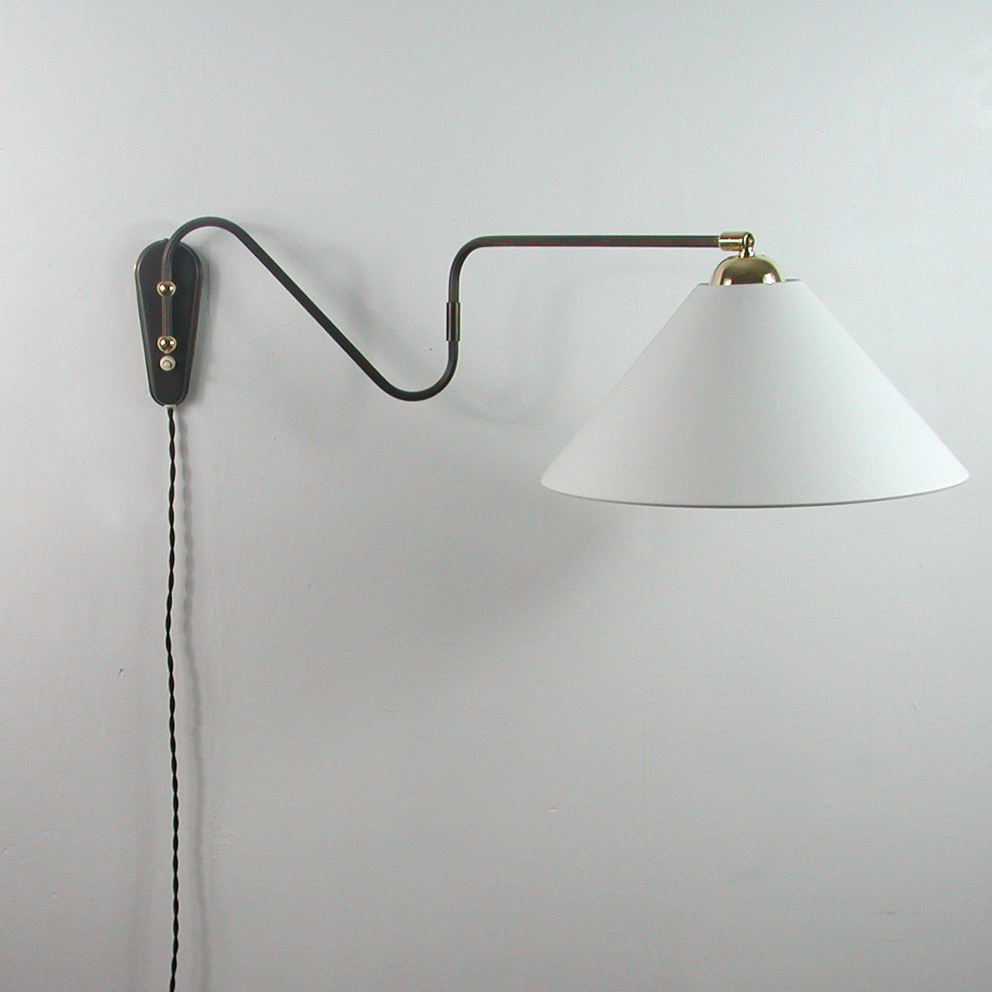 Lacquered Bronzed Brass Articulating and Extendable Wall Light by Cosack, 1950s