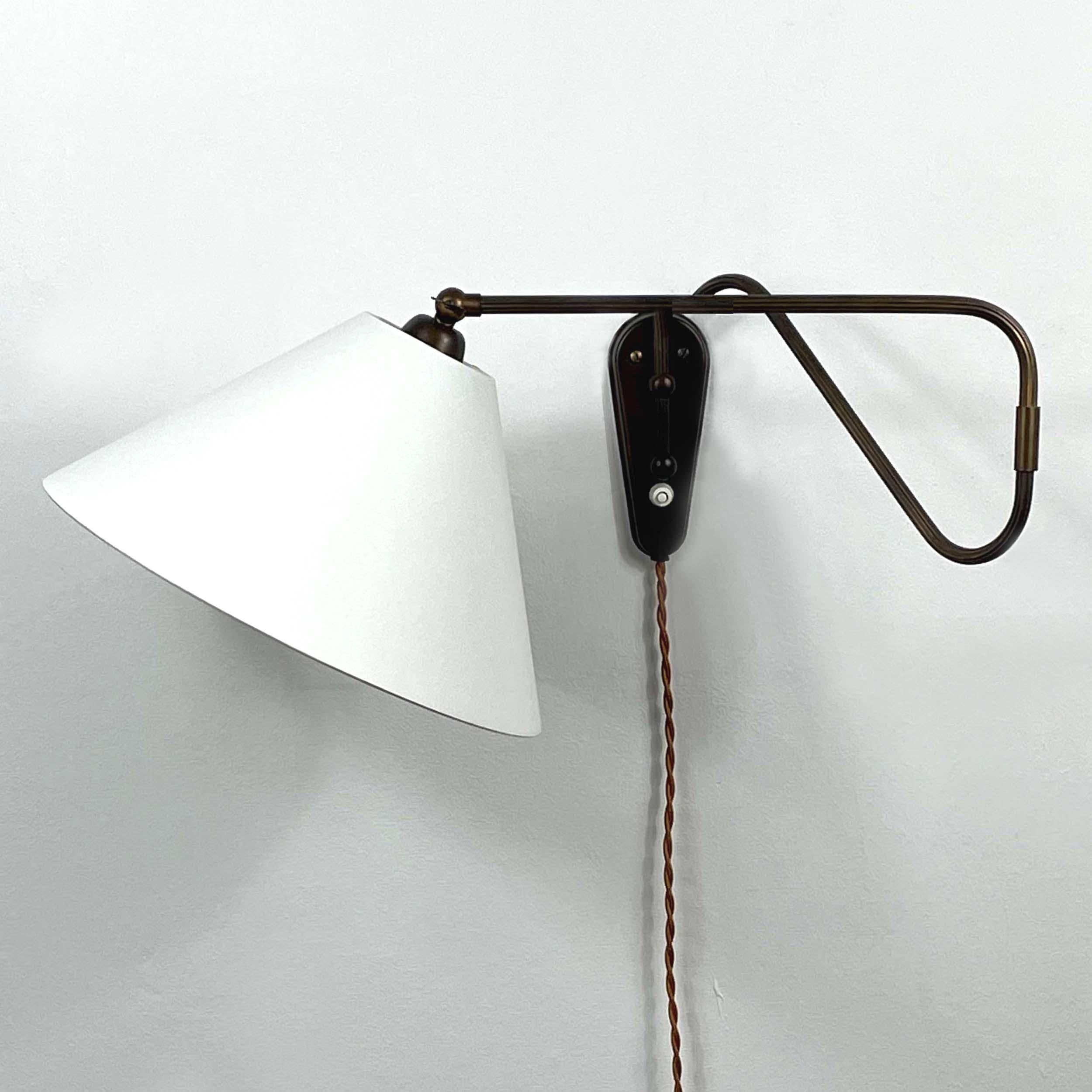 Swedish Bronzed Brass Articulating and Extendable Wall Light, Sweden 1950s