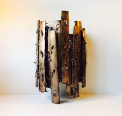 Bronzed Brutalist Sconce in the Manner of Marcello Fantoni, 1960s