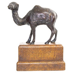 Bronzed Camel Metal Sculpture on Stand by Theodore Alexander