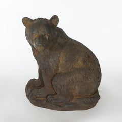 Bronzed Cast Hard Stone Woodland Seated Bear Garden Statue